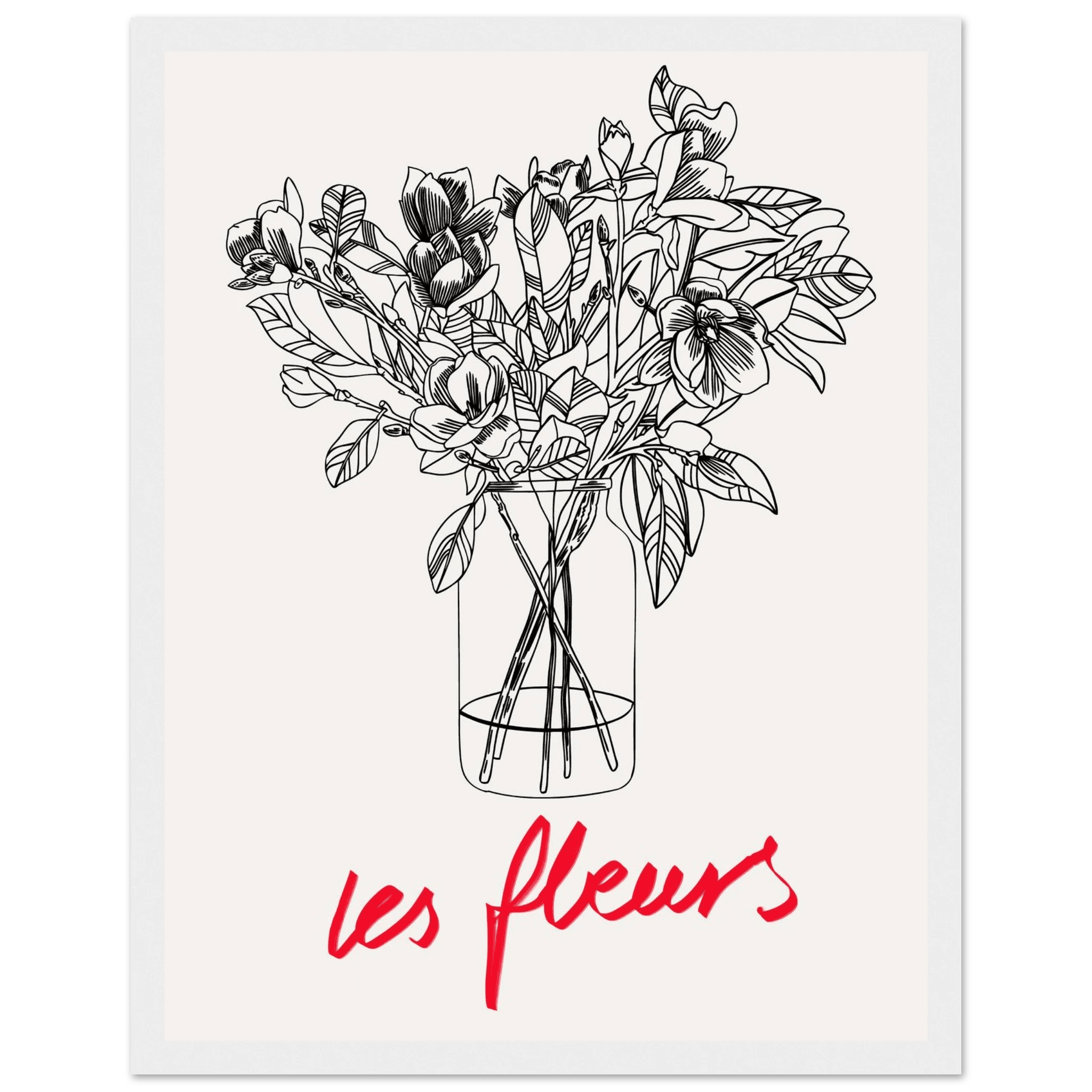 Les Fleurs Botanical Poster | French Flower Line Art Print | Minimalist Floral Wall Decor - Evergreen Posters