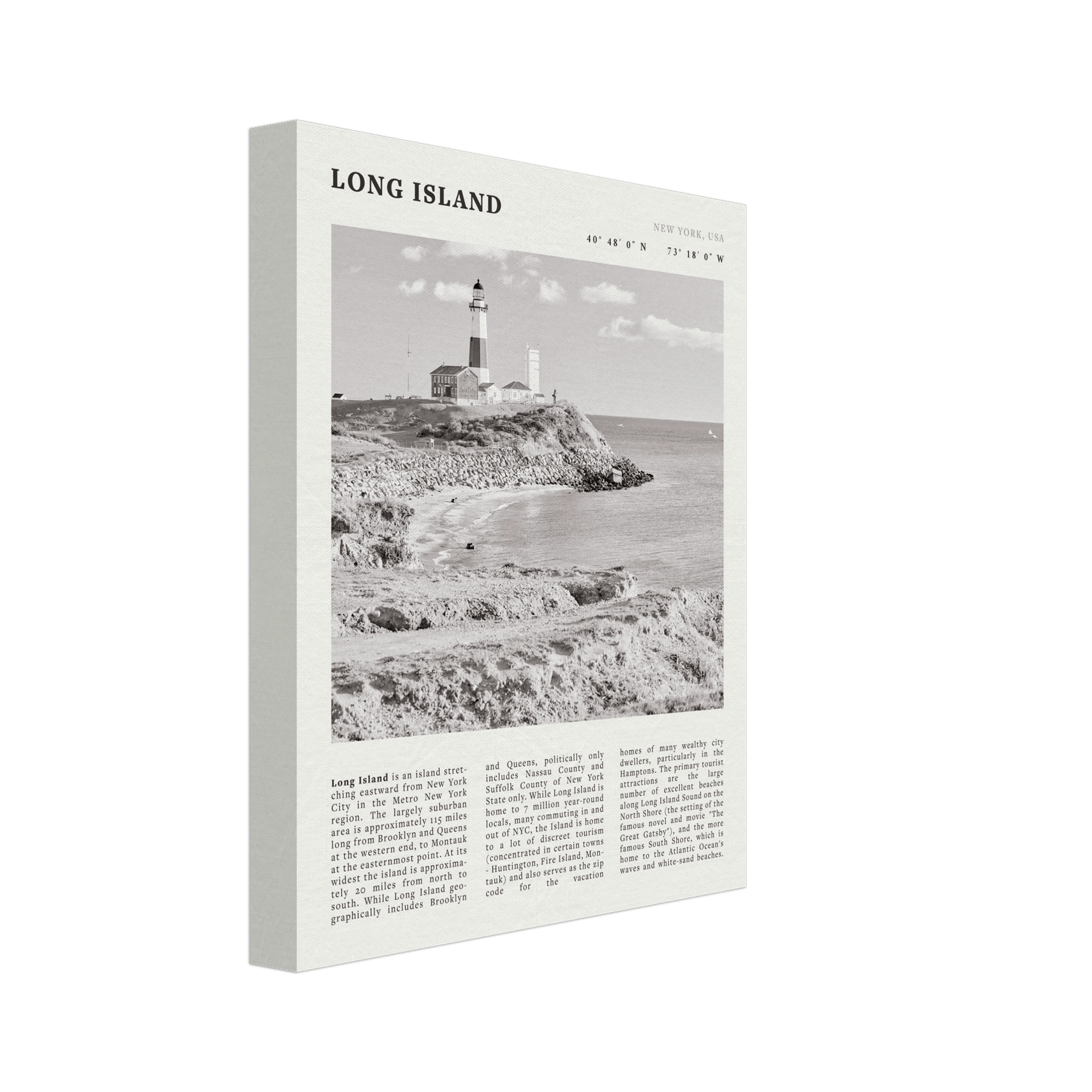 Long Island Poster | Black & White Montauk Lighthouse Wall Art | New York Print - Evergreen Posters