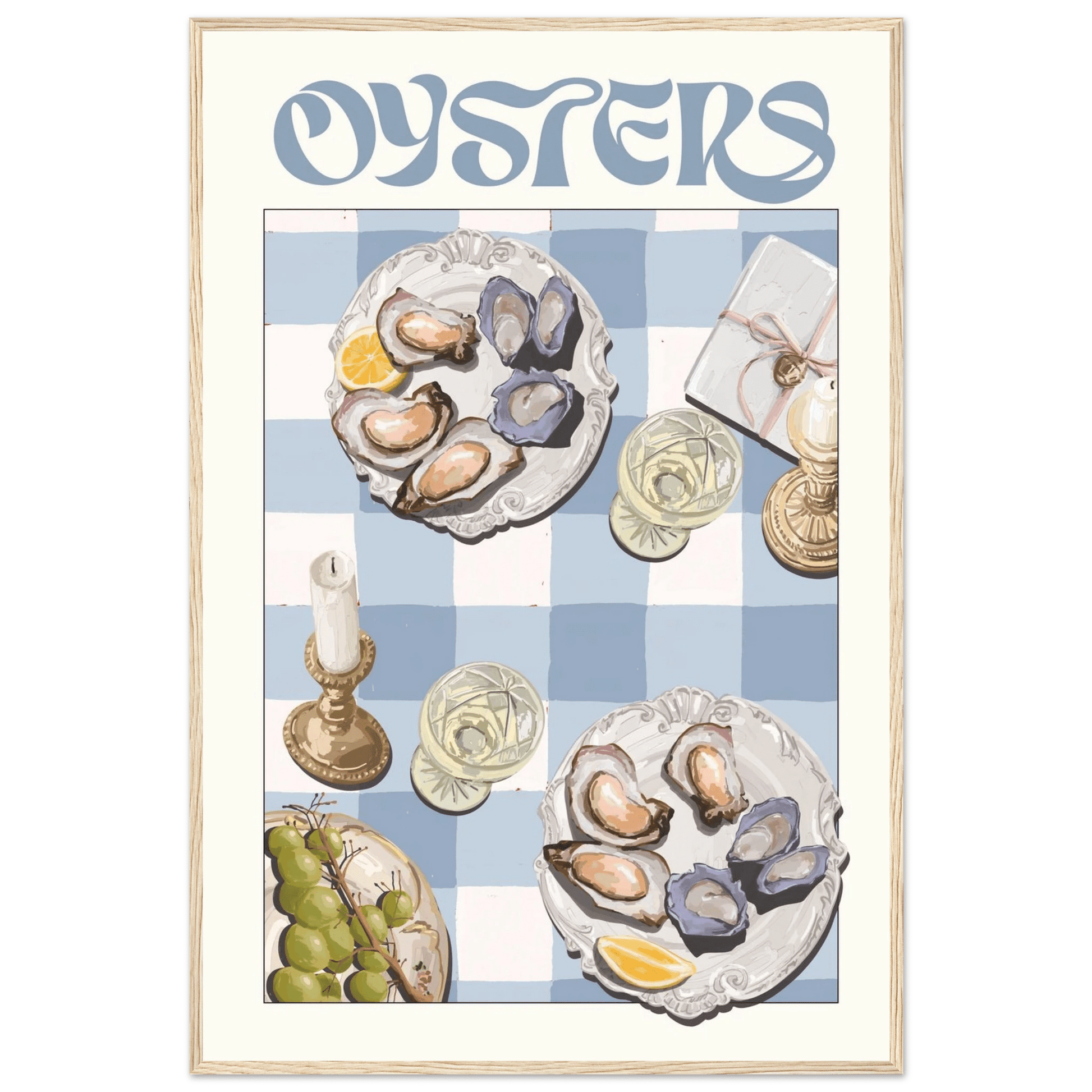 Oysters Poster – Playful Seafood Kitchen Wall Art Print (Digital & Printed Options) - Evergreen Posters