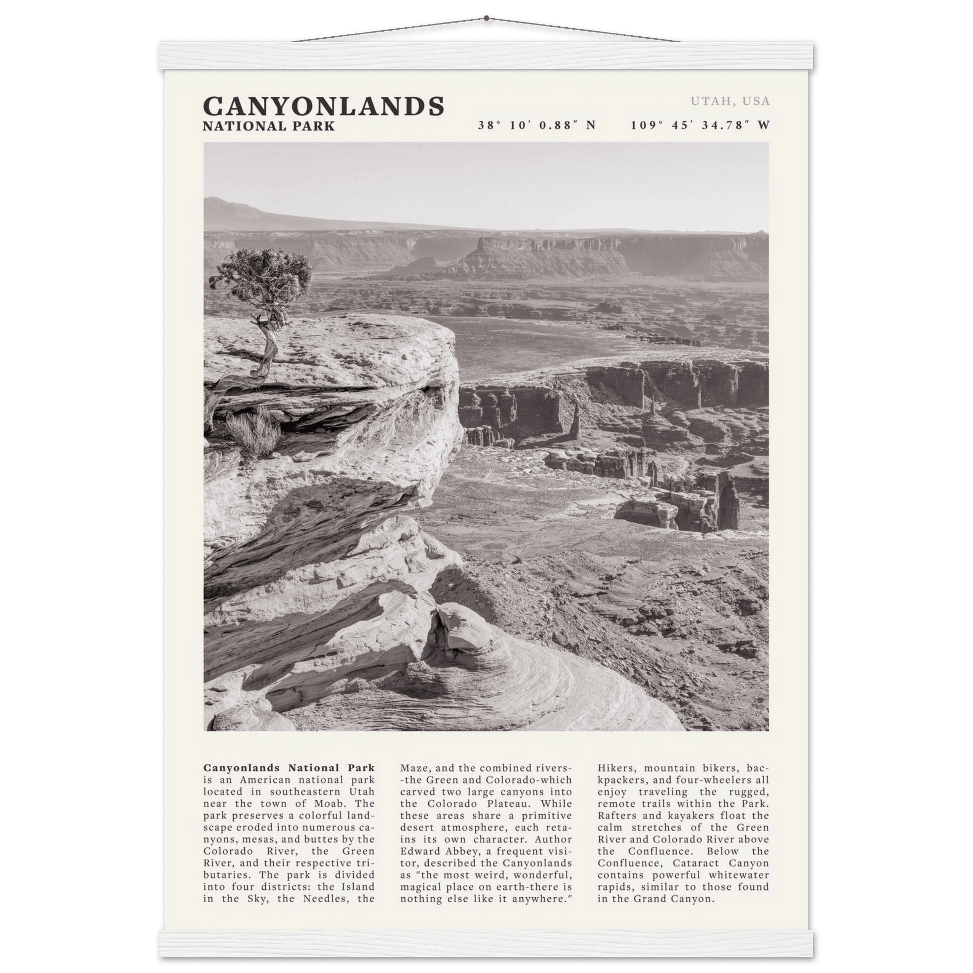 Canyonlands National Park Poster | Black & White Utah Wall Art | Canyon Travel Print - Evergreen Posters