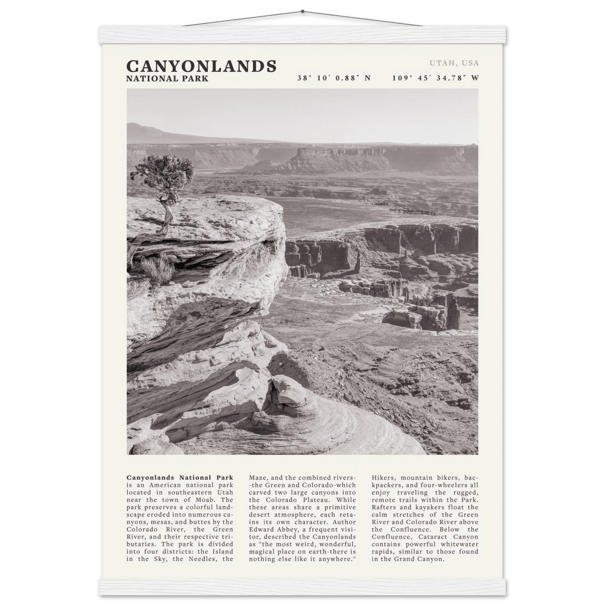 Canyonlands National Park Poster | Black & White Utah Wall Art | Canyon Travel Print - Evergreen Posters