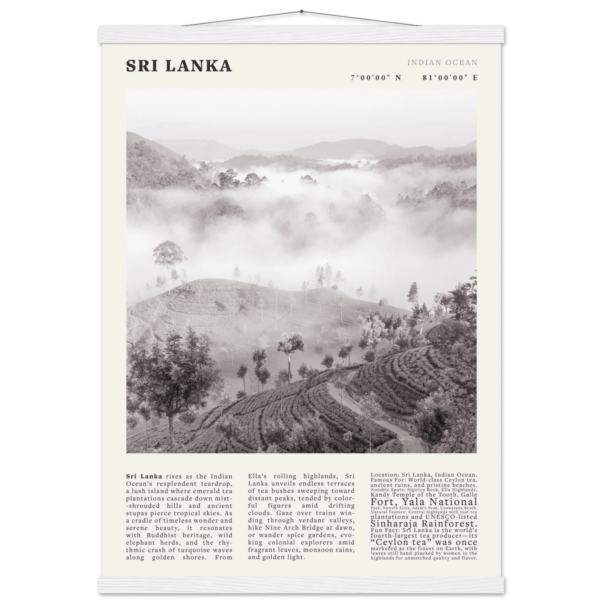 Sri Lanka Poster Black and White – Vintage Ceylon Tea Plantation Print (Digital & Printed Options) - Evergreen Posters