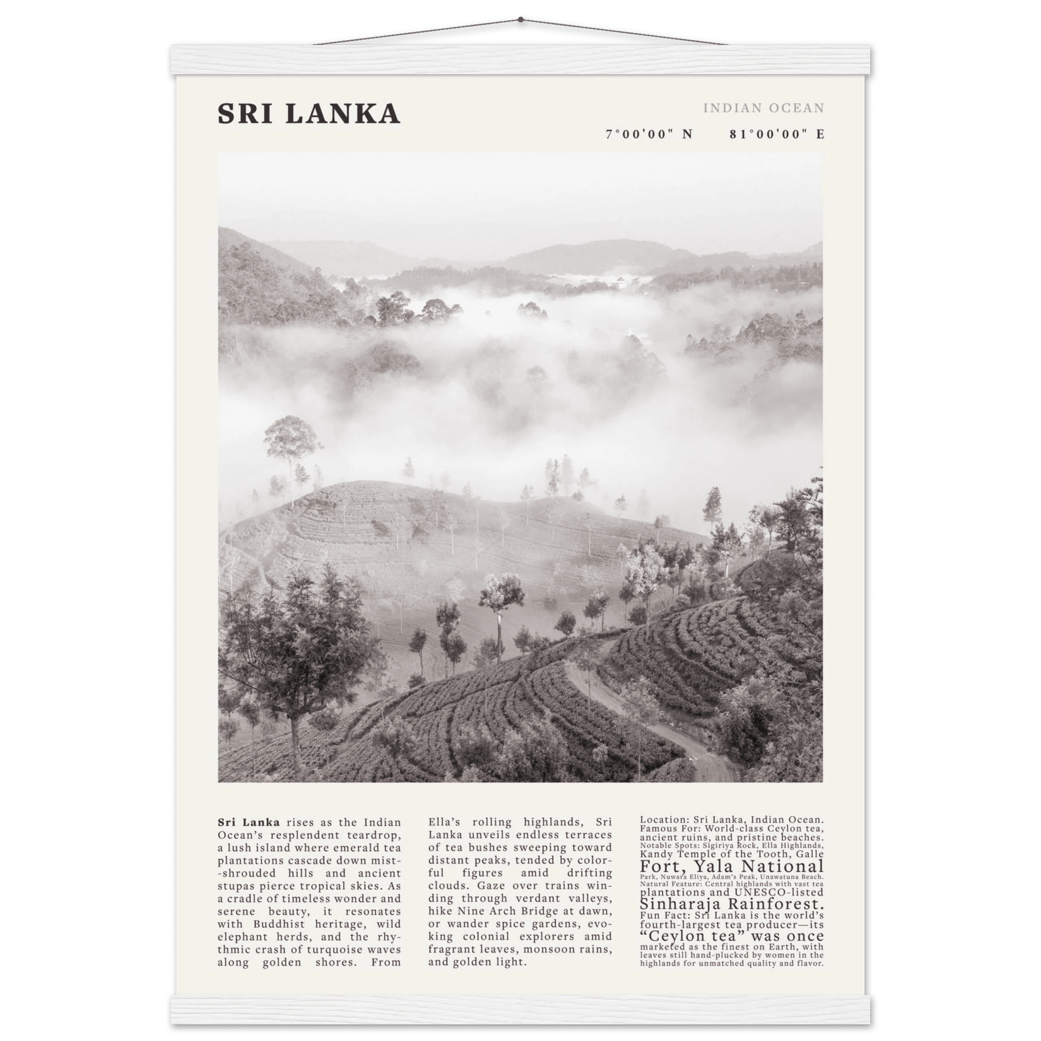 Sri Lanka Poster Black and White – Vintage Ceylon Tea Plantation Print (Digital & Printed Options) - Evergreen Posters