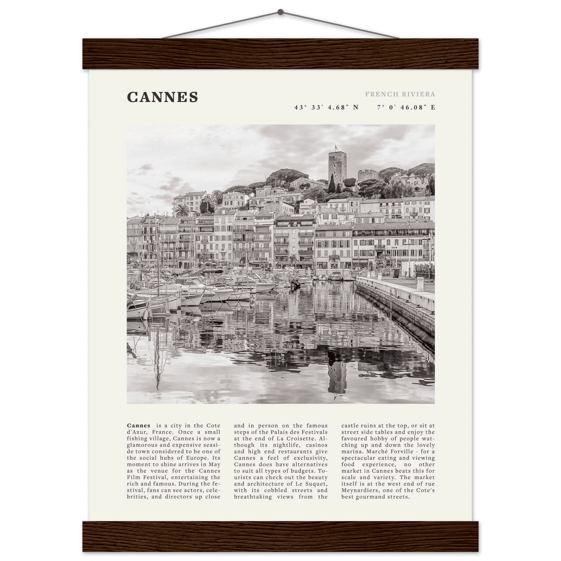 Cannes Poster | Black & White French Riviera Wall Art | France Travel Print - Evergreen Posters