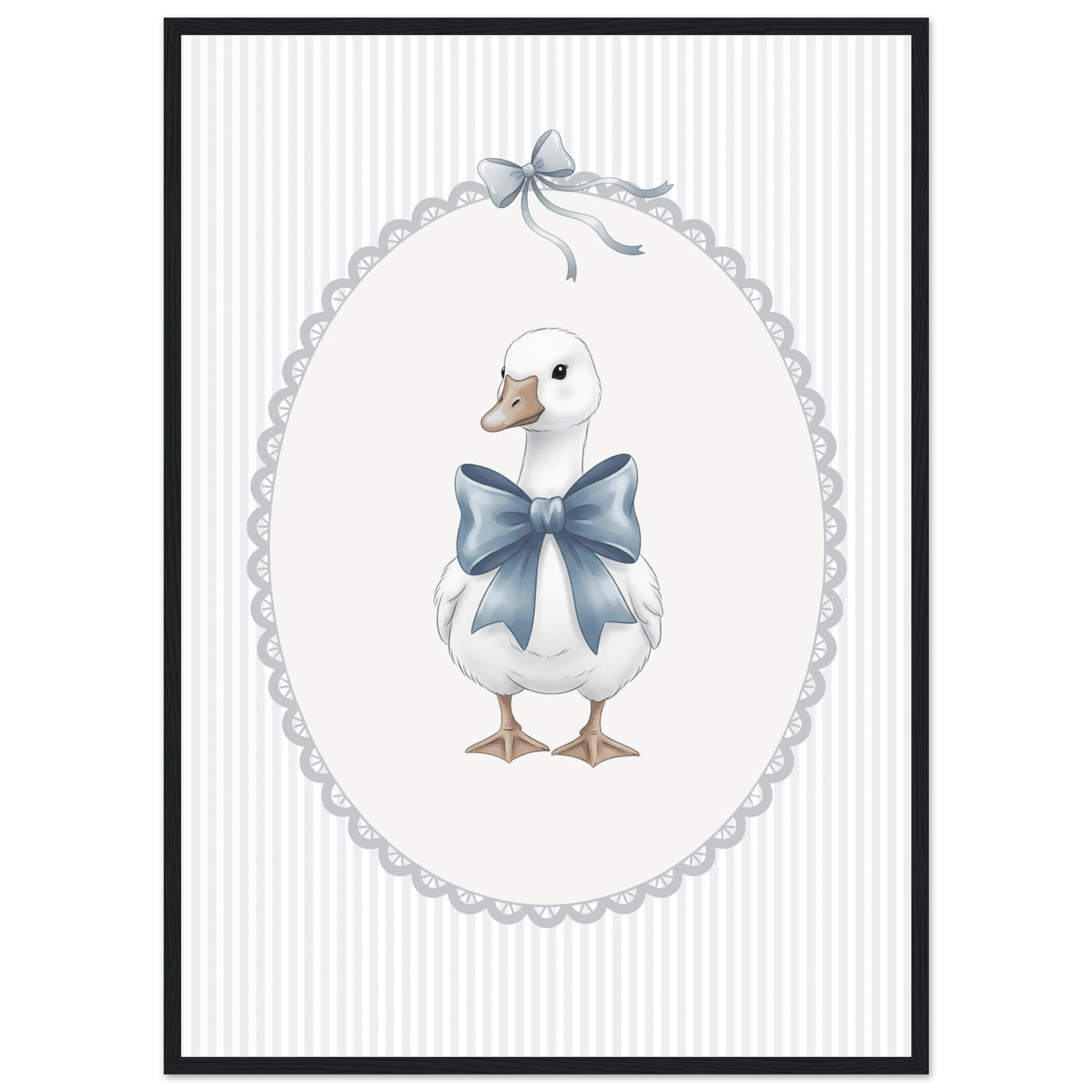 Blue Bow Duck Nursery Poster – Sweet Baby Room Wall Art Print - Evergreen Posters