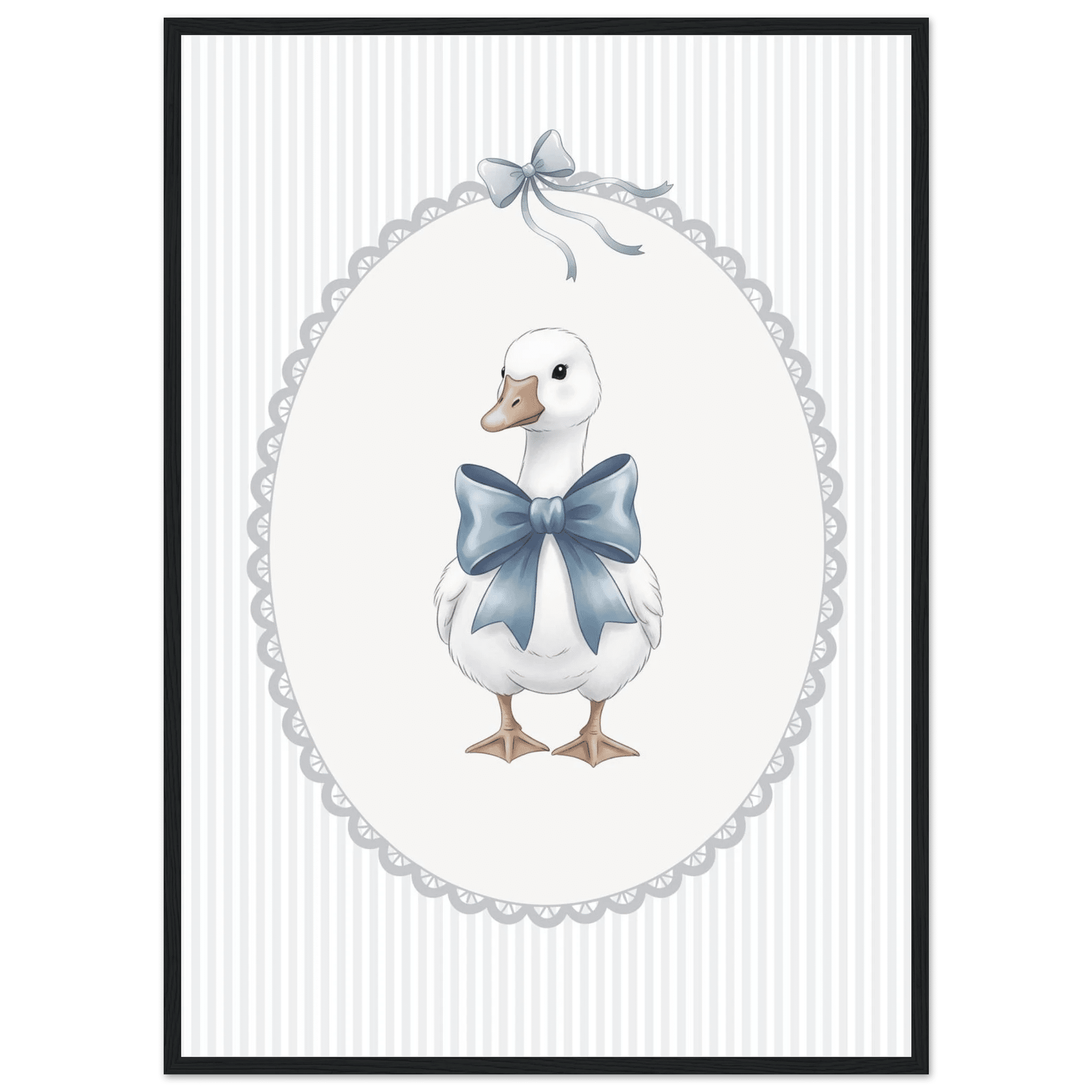 Blue Bow Duck Nursery Poster – Sweet Baby Room Wall Art Print - Evergreen Posters