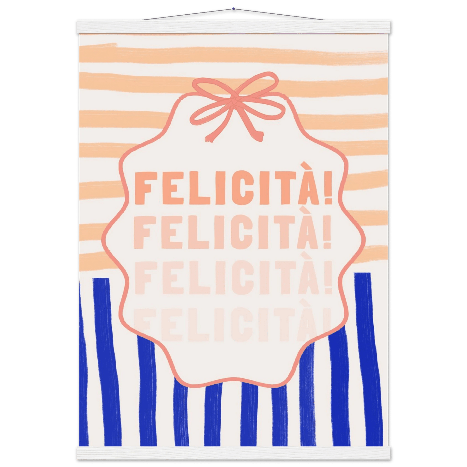 Felicità Italian Happiness Quote Print | Coquette Stripe Wall Art - Evergreen Posters
