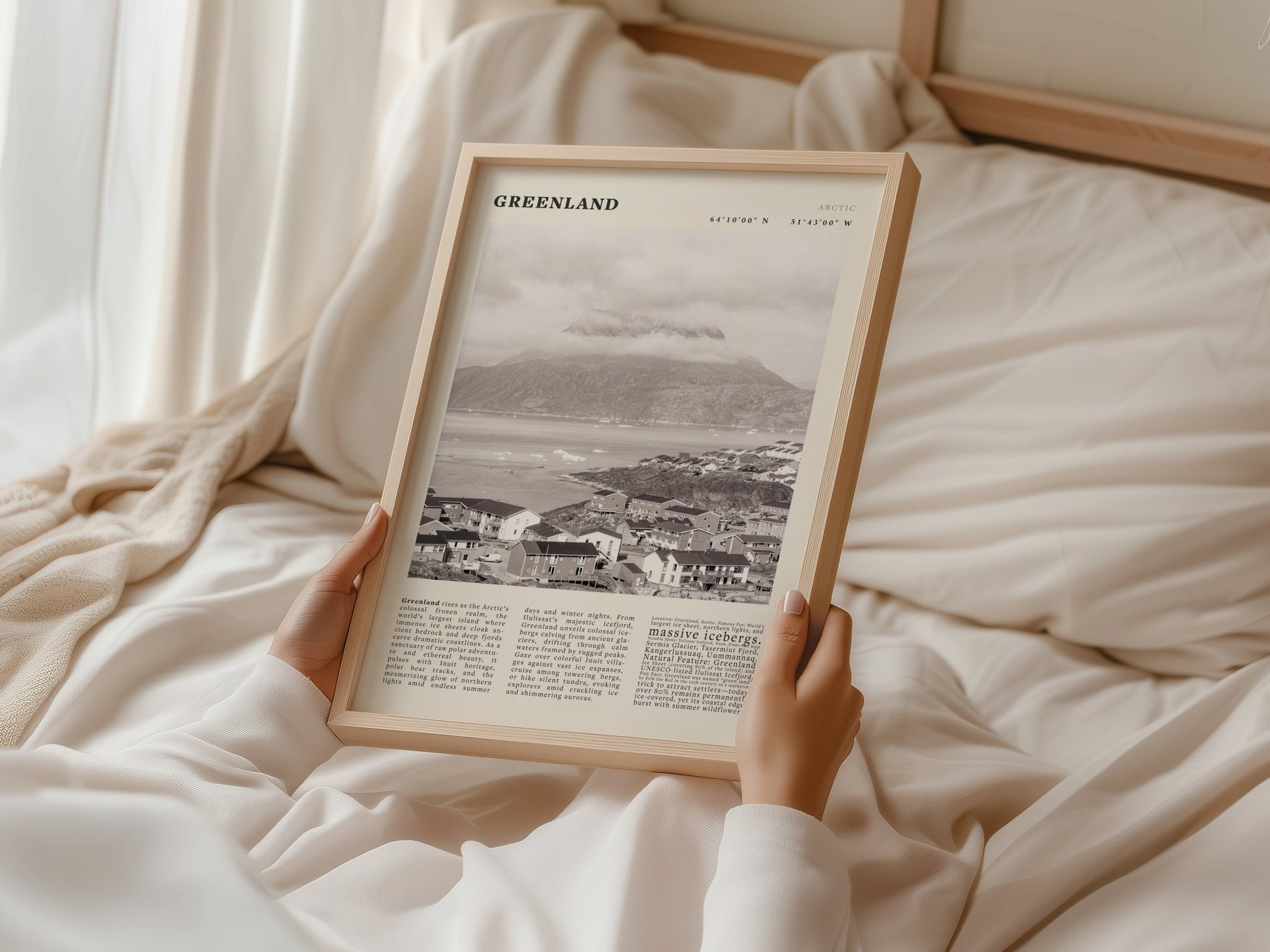 Greenland Poster Black and White – Vintage Arctic Fjord Landscape Print (Digital & Printed Options) - Evergreen Posters