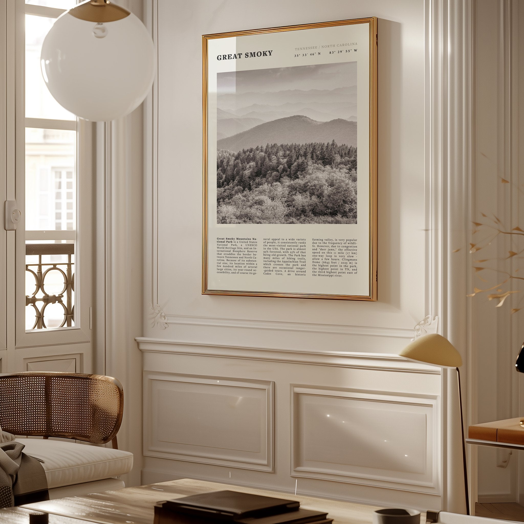 Great Smoky Mountains Poster | Black & White National Park Wall Art | Tennessee Print - Evergreen Posters