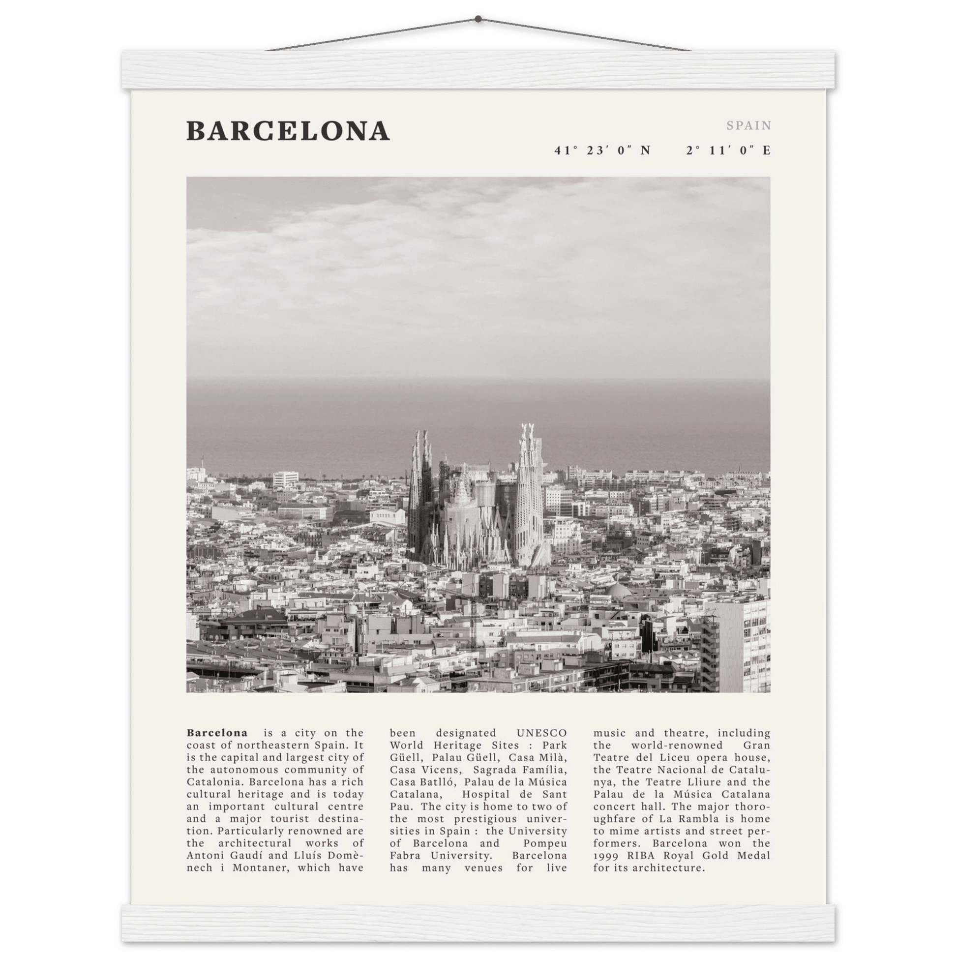 Barcelona Poster | Black & White Sagrada Familia Wall Art | Spain Travel Print - Evergreen Posters