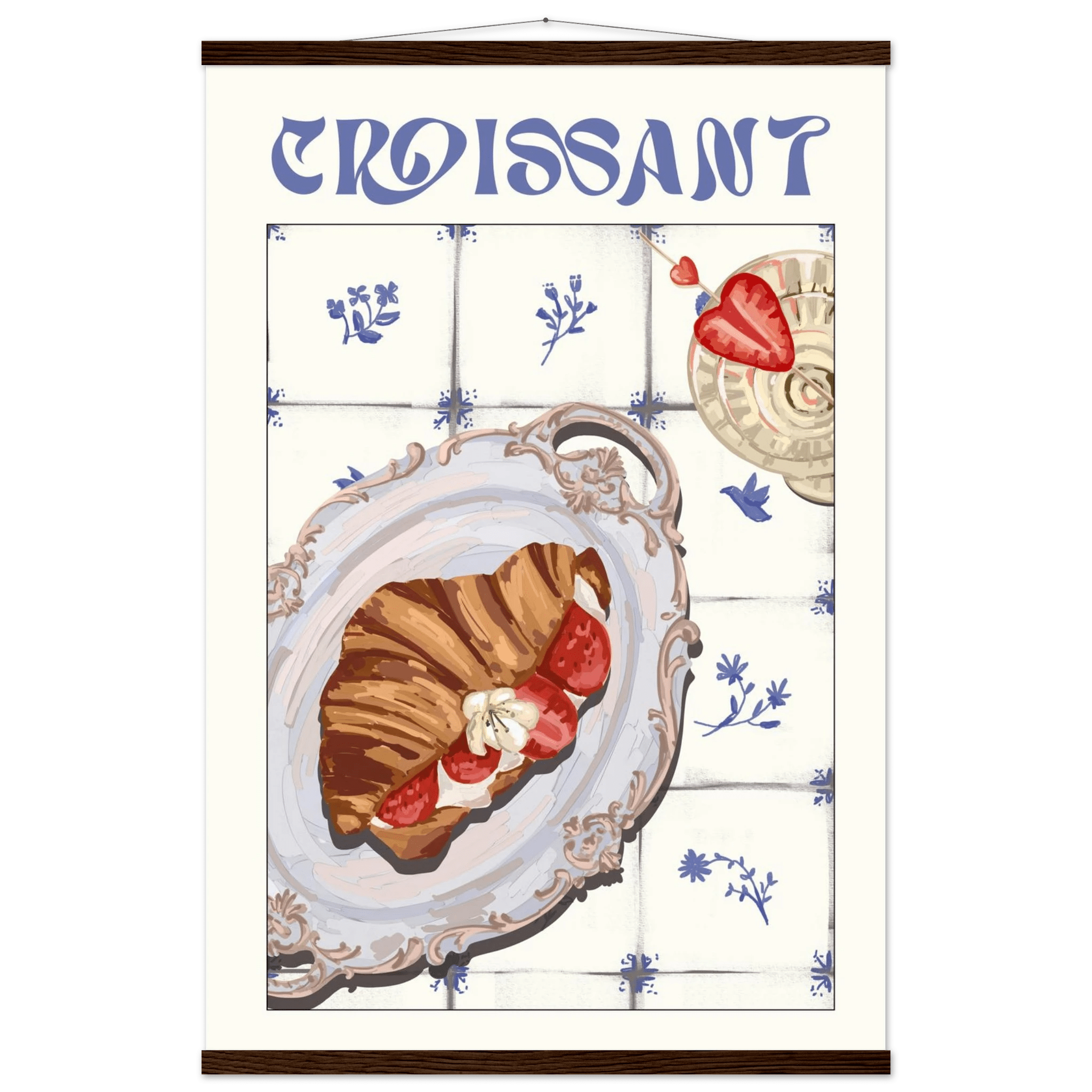 Croissant Poster – Charming French Breakfast Kitchen Wall Art Print (Digital & Printed Options) - Evergreen Posters