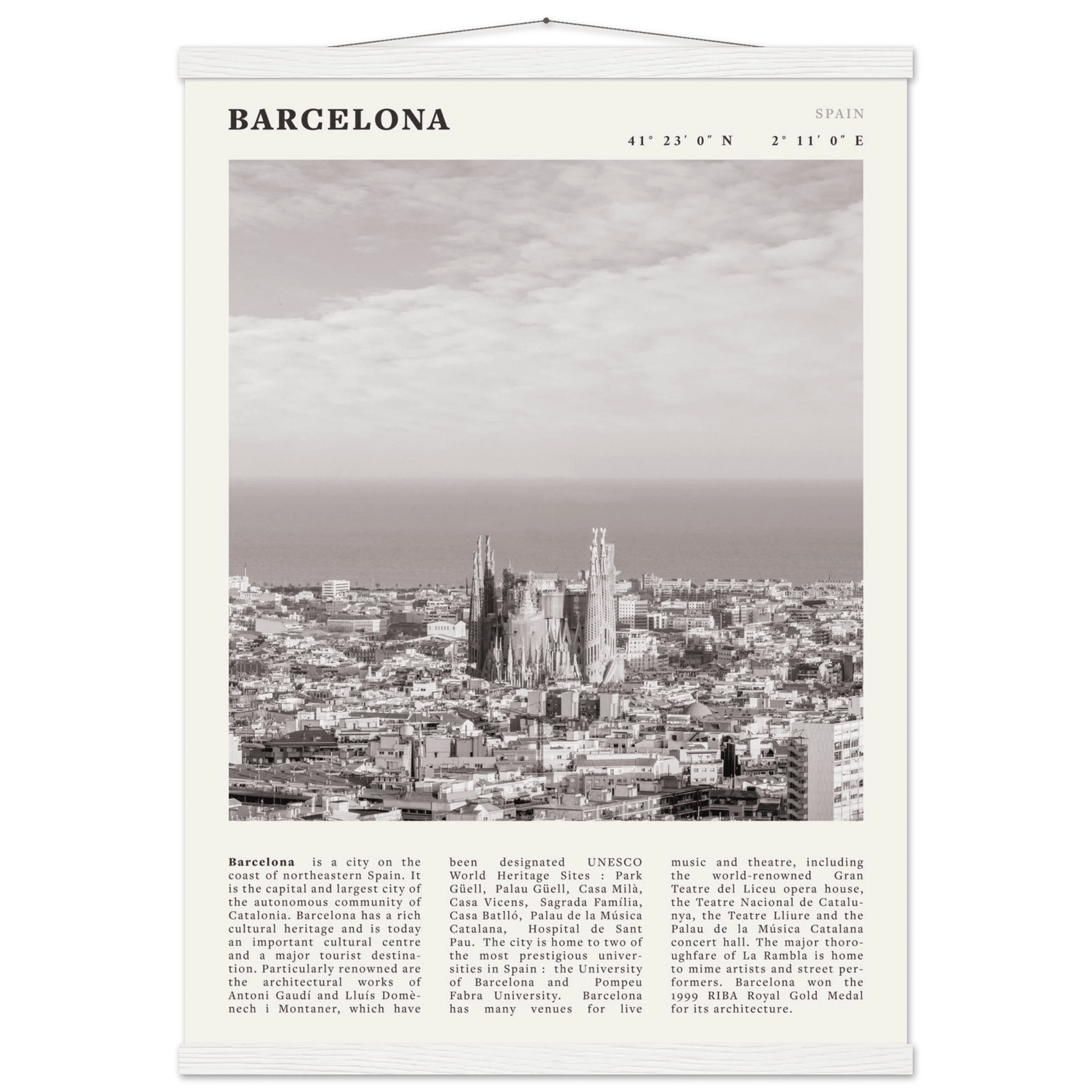 Barcelona Poster | Black & White Sagrada Familia Wall Art | Spain Travel Print - Evergreen Posters