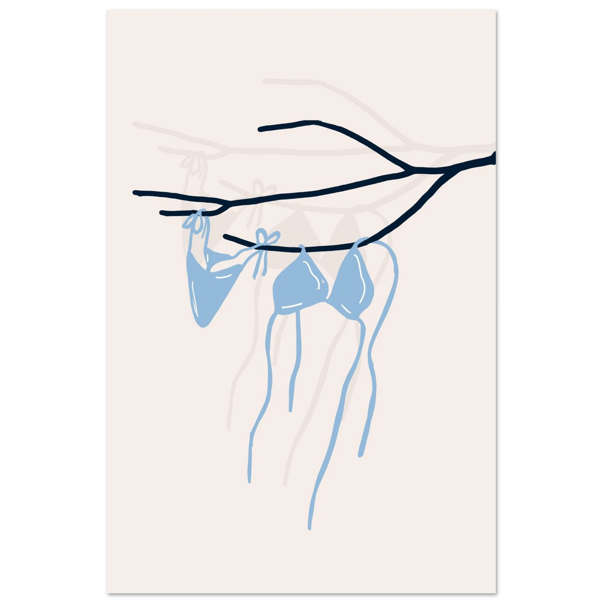 Coastal Bikini Line Art Poster – Minimalist Beach Wall Art Print - Evergreen Posters