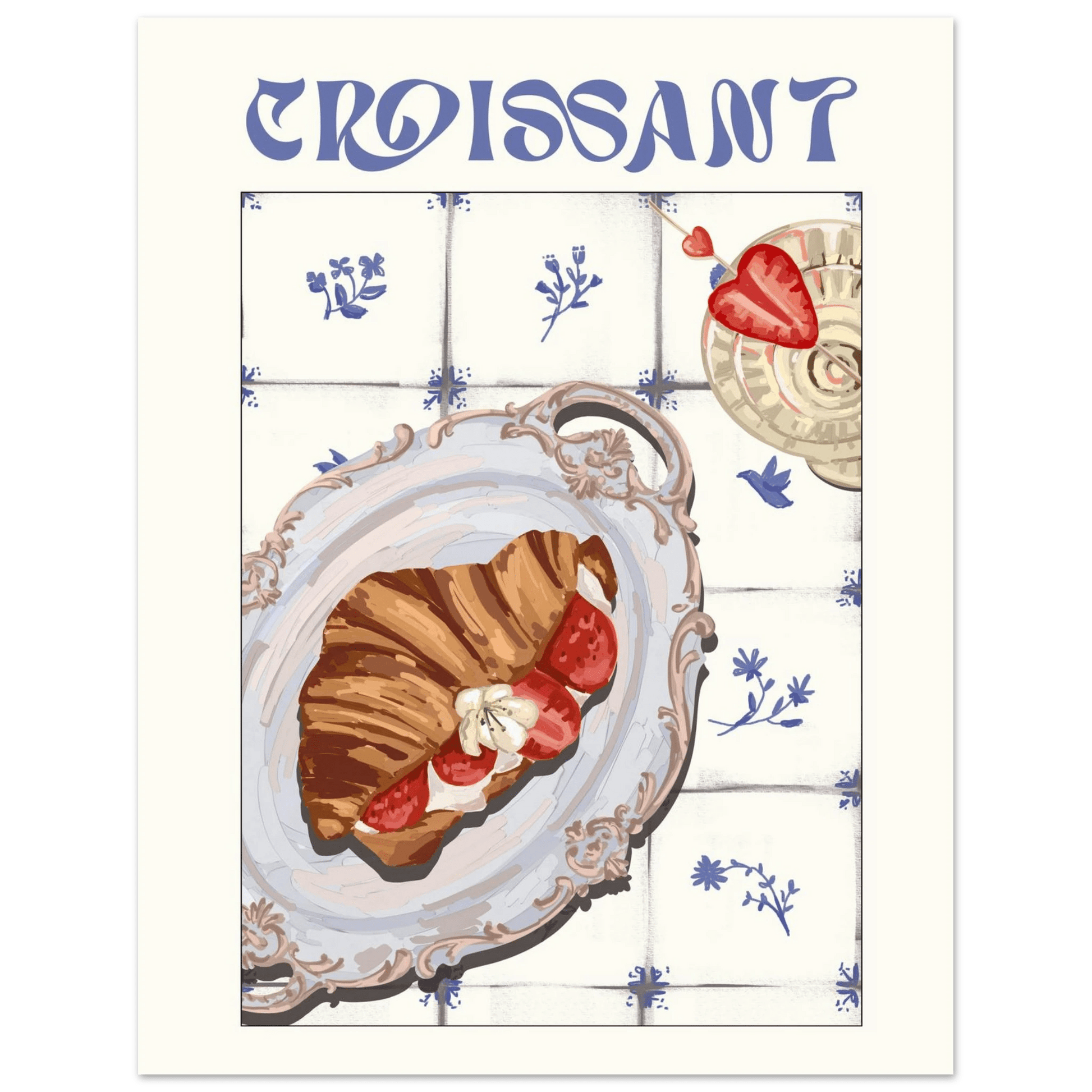 Croissant Poster – Charming French Breakfast Kitchen Wall Art Print (Digital & Printed Options) - Evergreen Posters