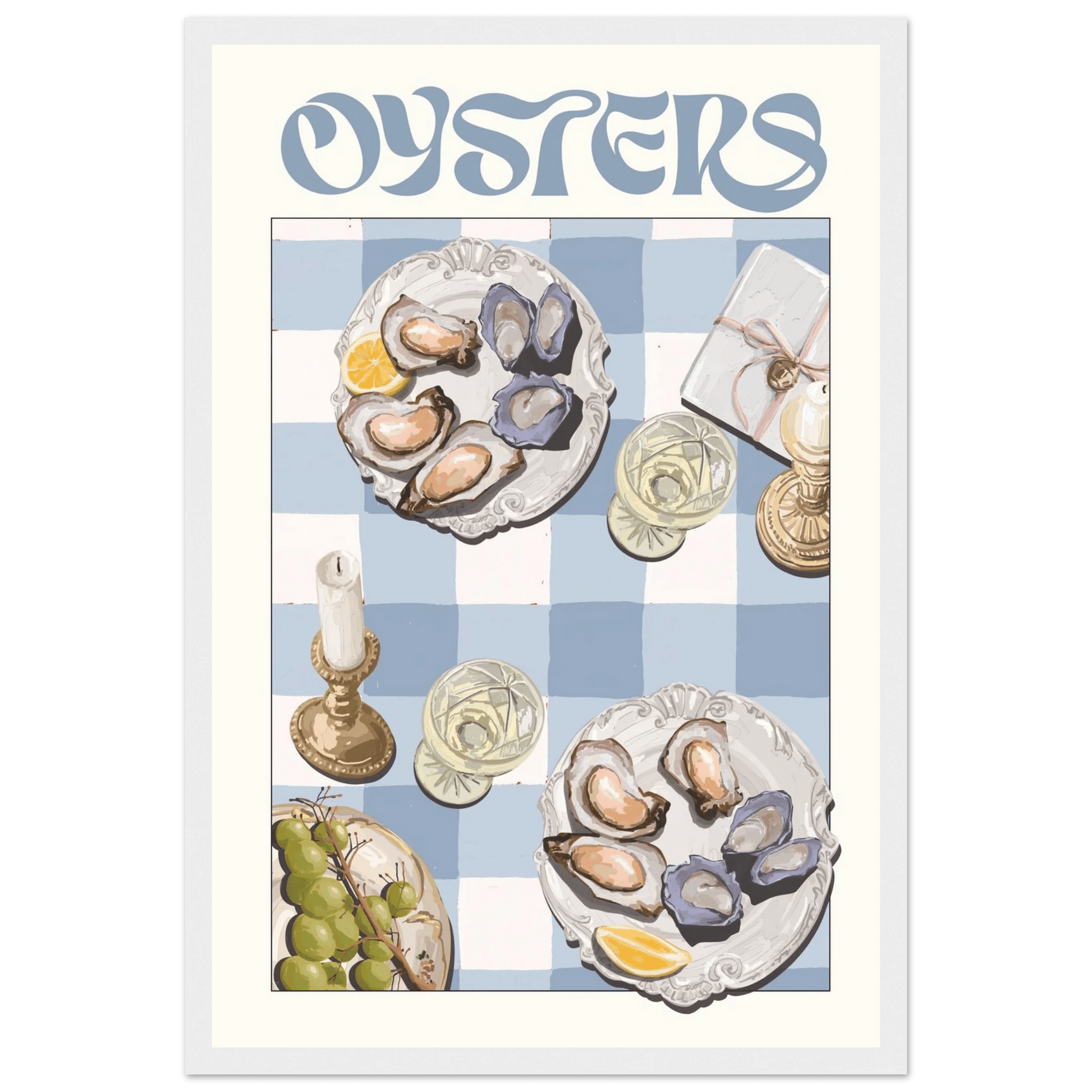 Oysters Poster – Playful Seafood Kitchen Wall Art Print (Digital & Printed Options) - Evergreen Posters