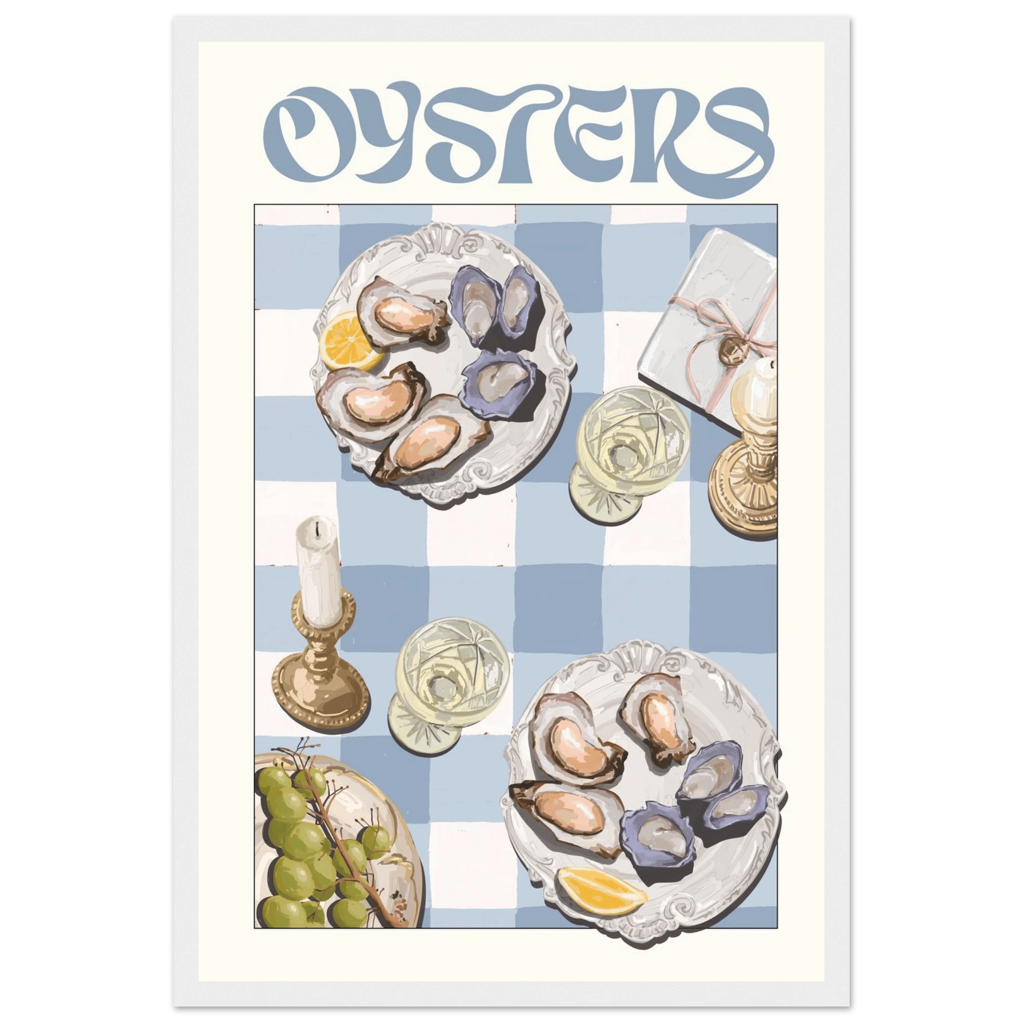 Oysters Poster – Playful Seafood Kitchen Wall Art Print (Digital & Printed Options) - Evergreen Posters