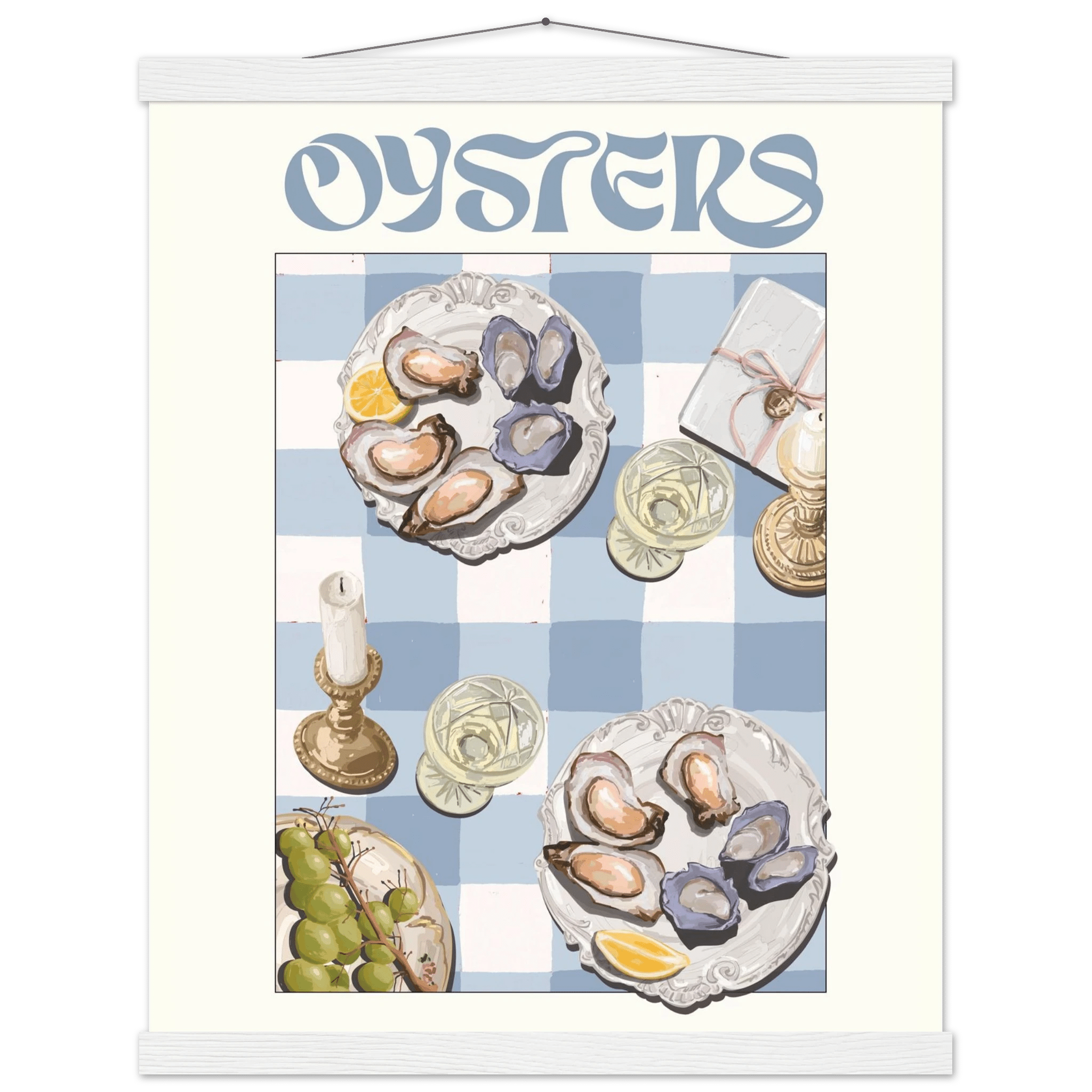 Oysters Poster – Playful Seafood Kitchen Wall Art Print (Digital & Printed Options) - Evergreen Posters