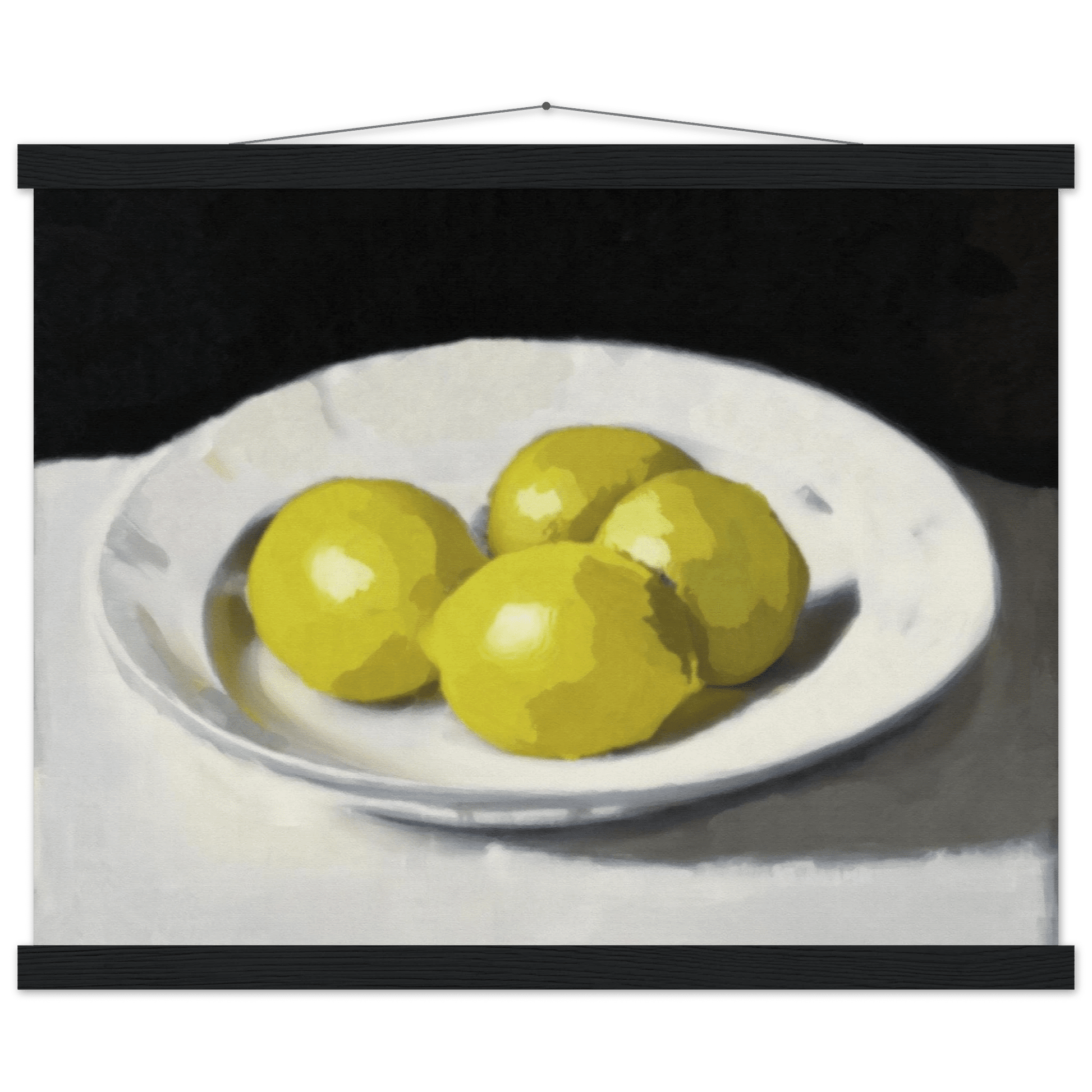 Lemons Print | Three Lemons Oil Painting Wall Art | Kitchen Still Life Poster - Evergreen Posters