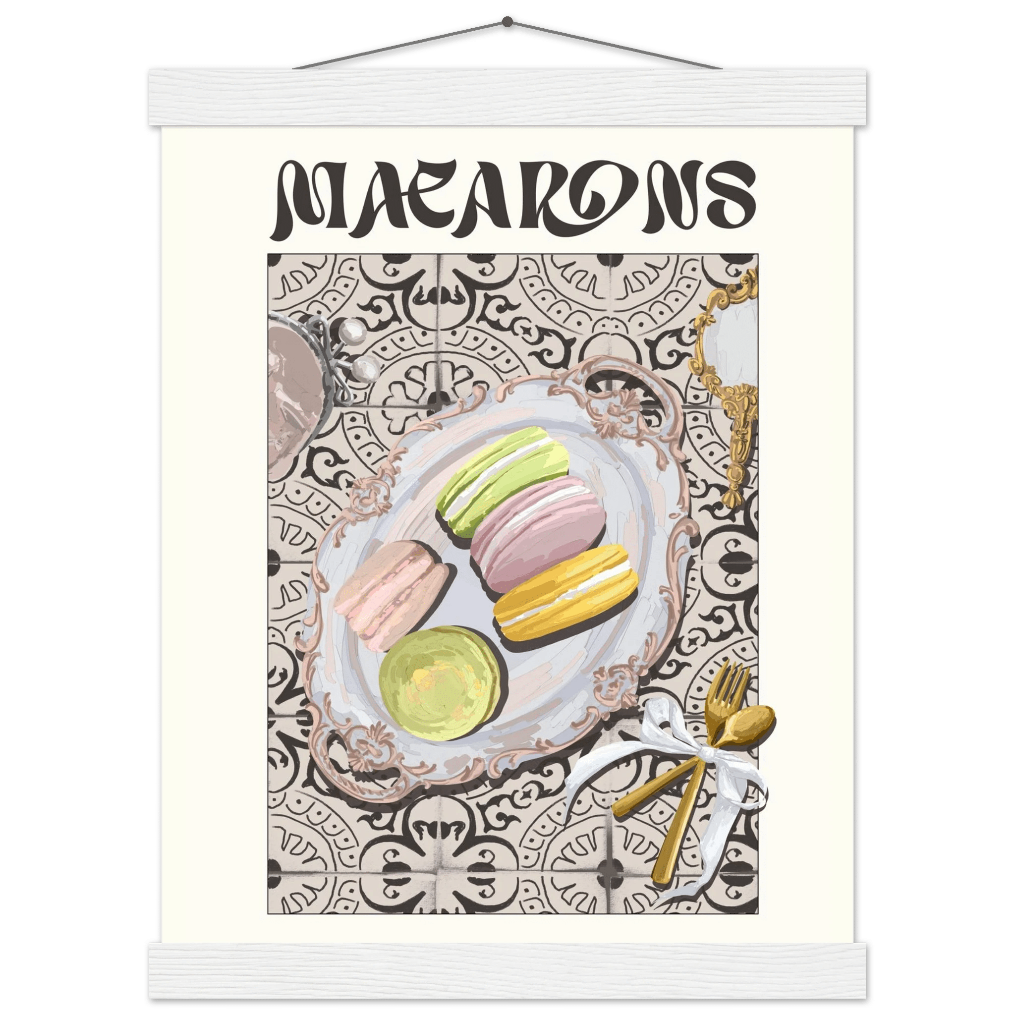 Macarons Poster – Playful French Patisserie Kitchen Wall Art Print (Digital & Printed Options) - Evergreen Posters