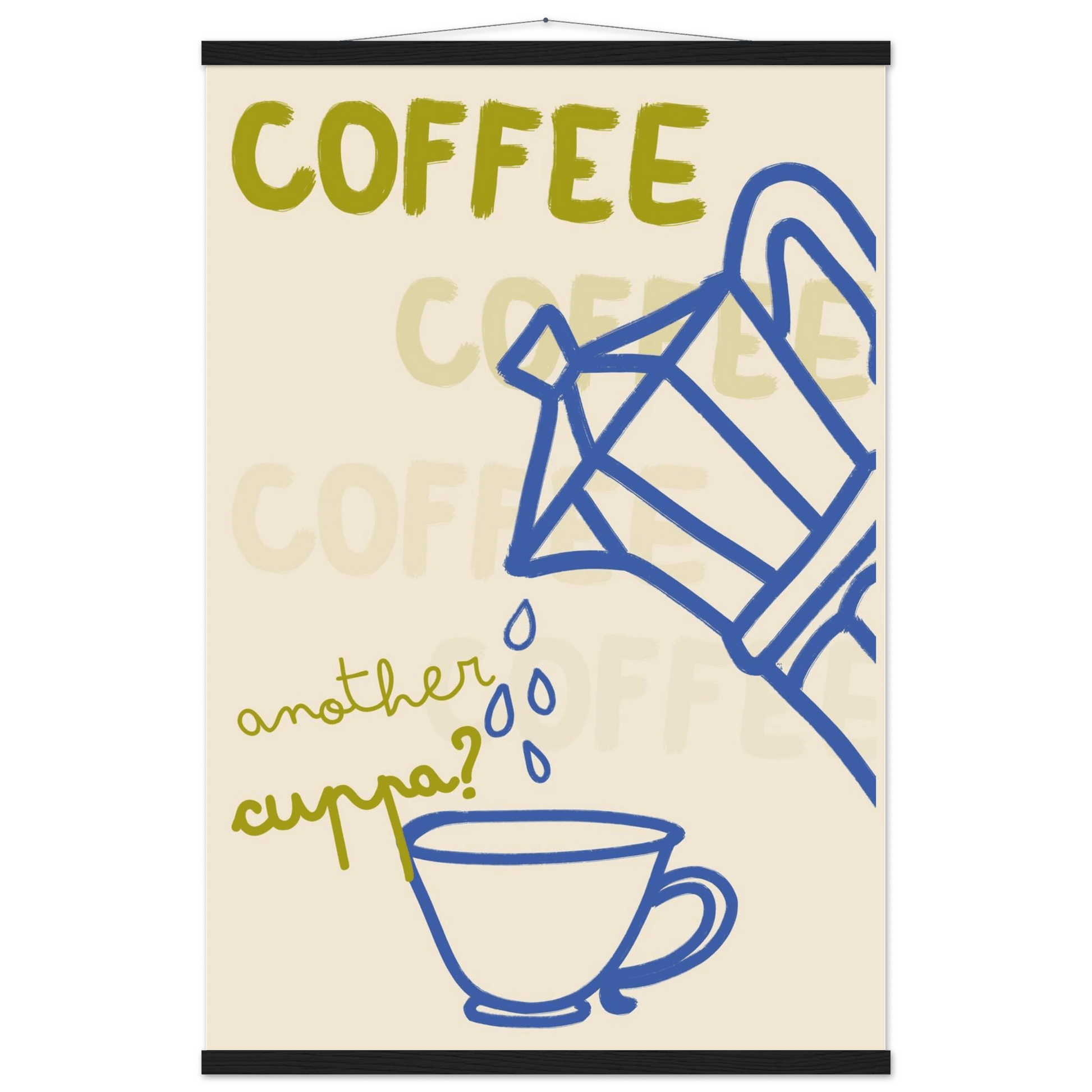 Coffee Print | Another Cuppa Moka Pot Wall Art | Kitchen Coffee Poster - Evergreen Posters