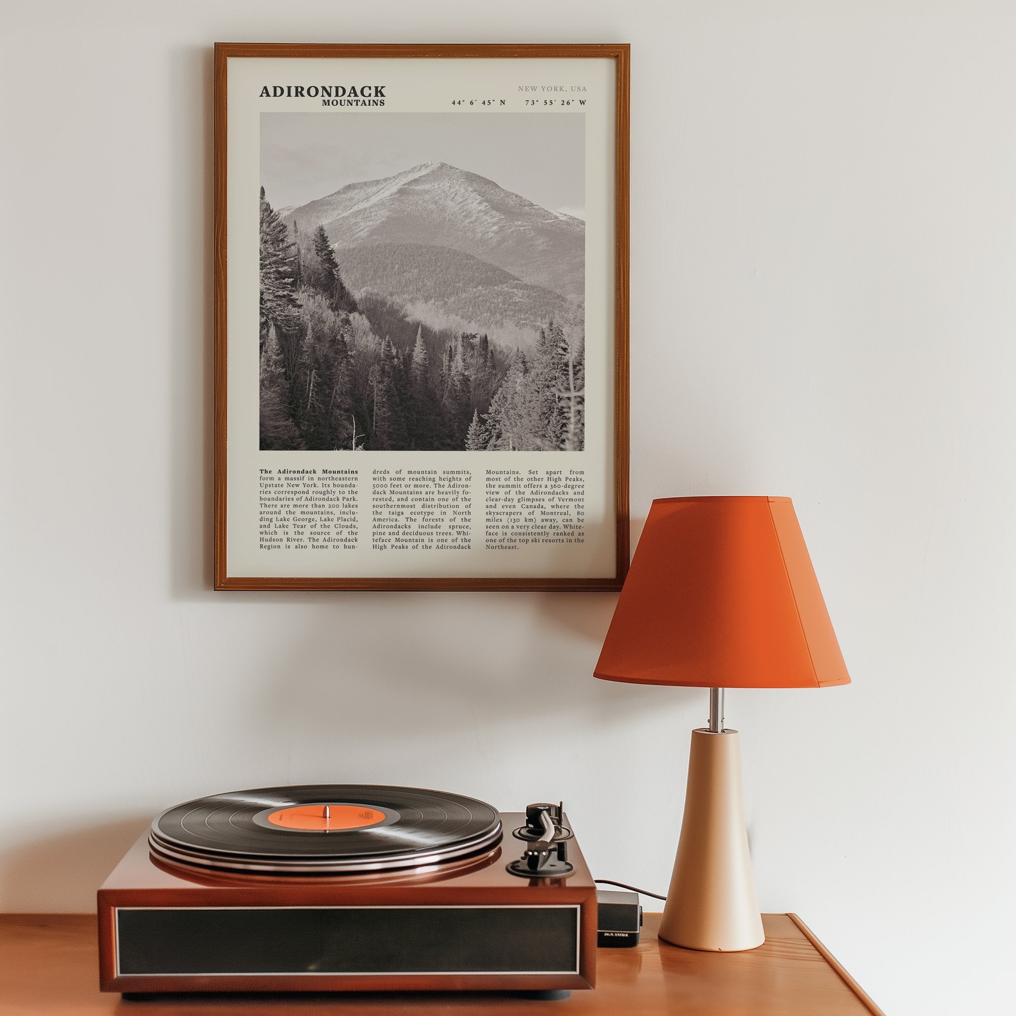 Adirondack Mountains Poster | Black & White New York Nature Wall Art | Hiking Print - Evergreen Posters
