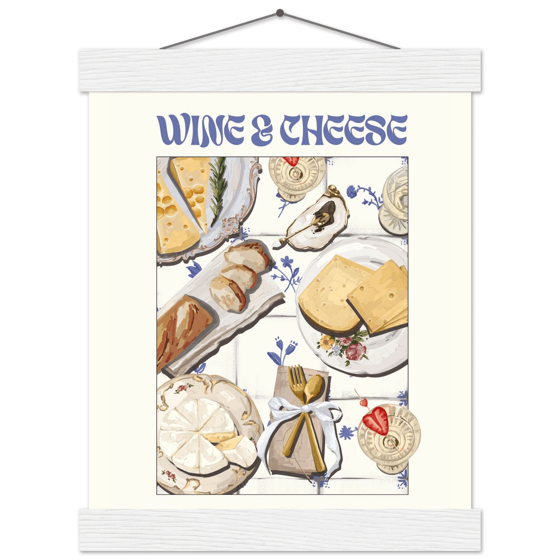 Wine & Cheese Poster – Elegant Kitchen & Dining Wall Art Print (Digital & Printed Options) - Evergreen Posters