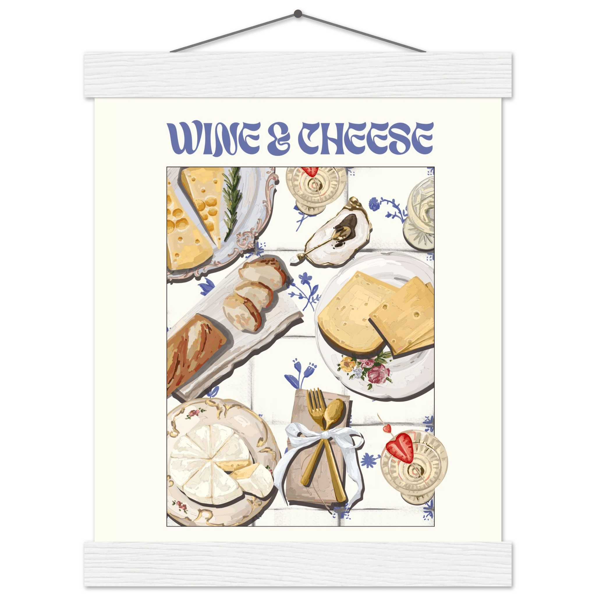 Wine & Cheese Poster – Elegant Kitchen & Dining Wall Art Print (Digital & Printed Options) - Evergreen Posters