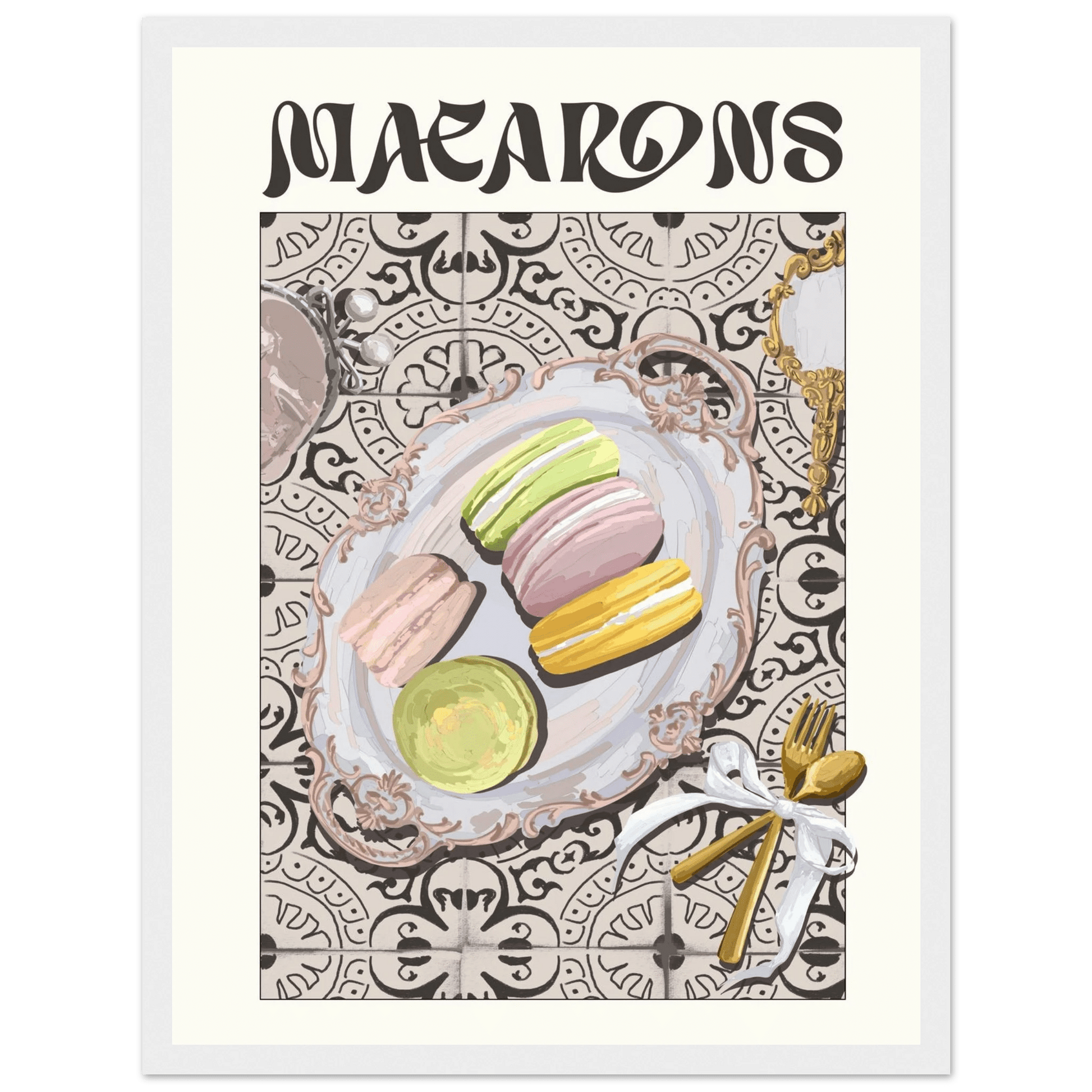 Macarons Poster – Playful French Patisserie Kitchen Wall Art Print (Digital & Printed Options) - Evergreen Posters
