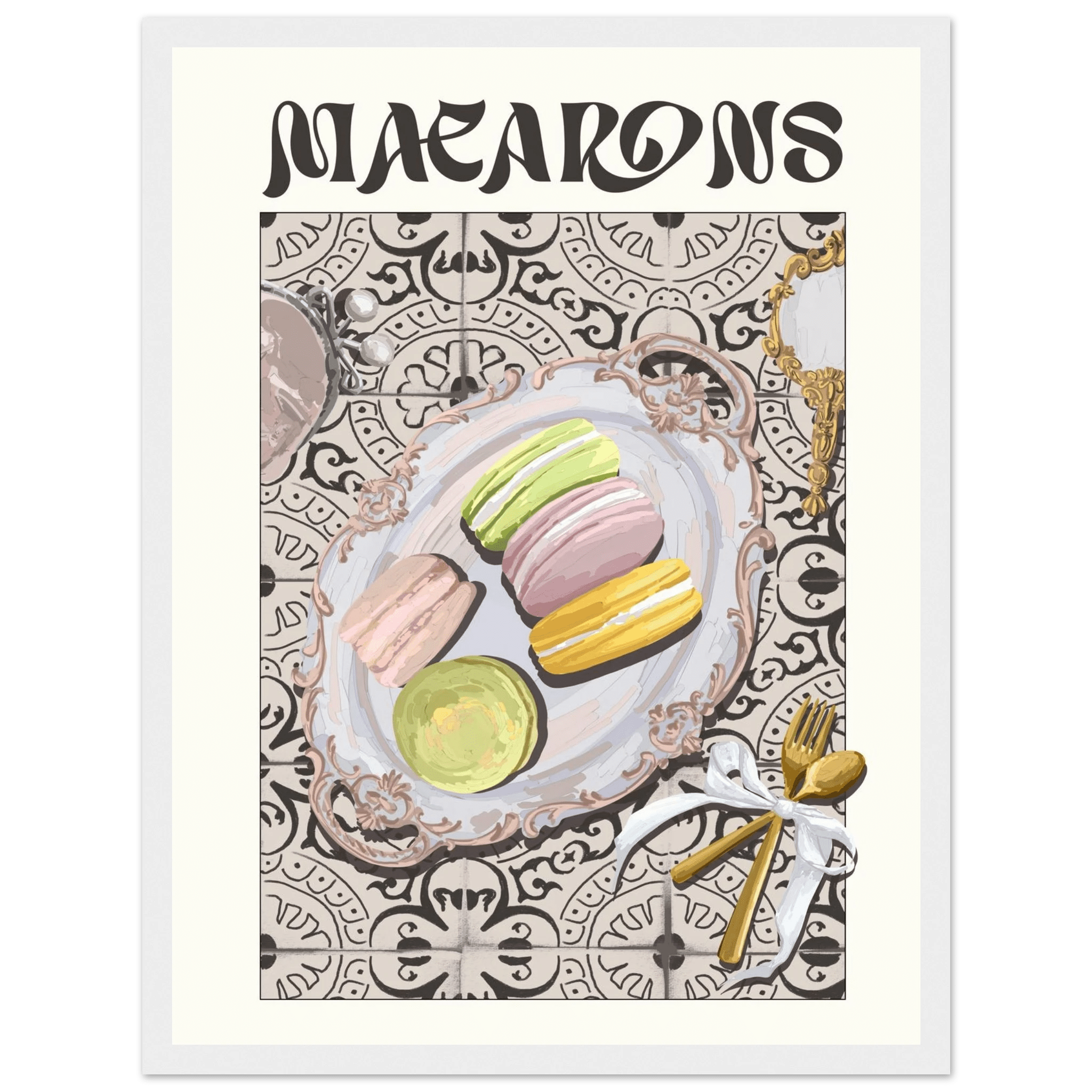 Macarons Poster – Playful French Patisserie Kitchen Wall Art Print (Digital & Printed Options) - Evergreen Posters