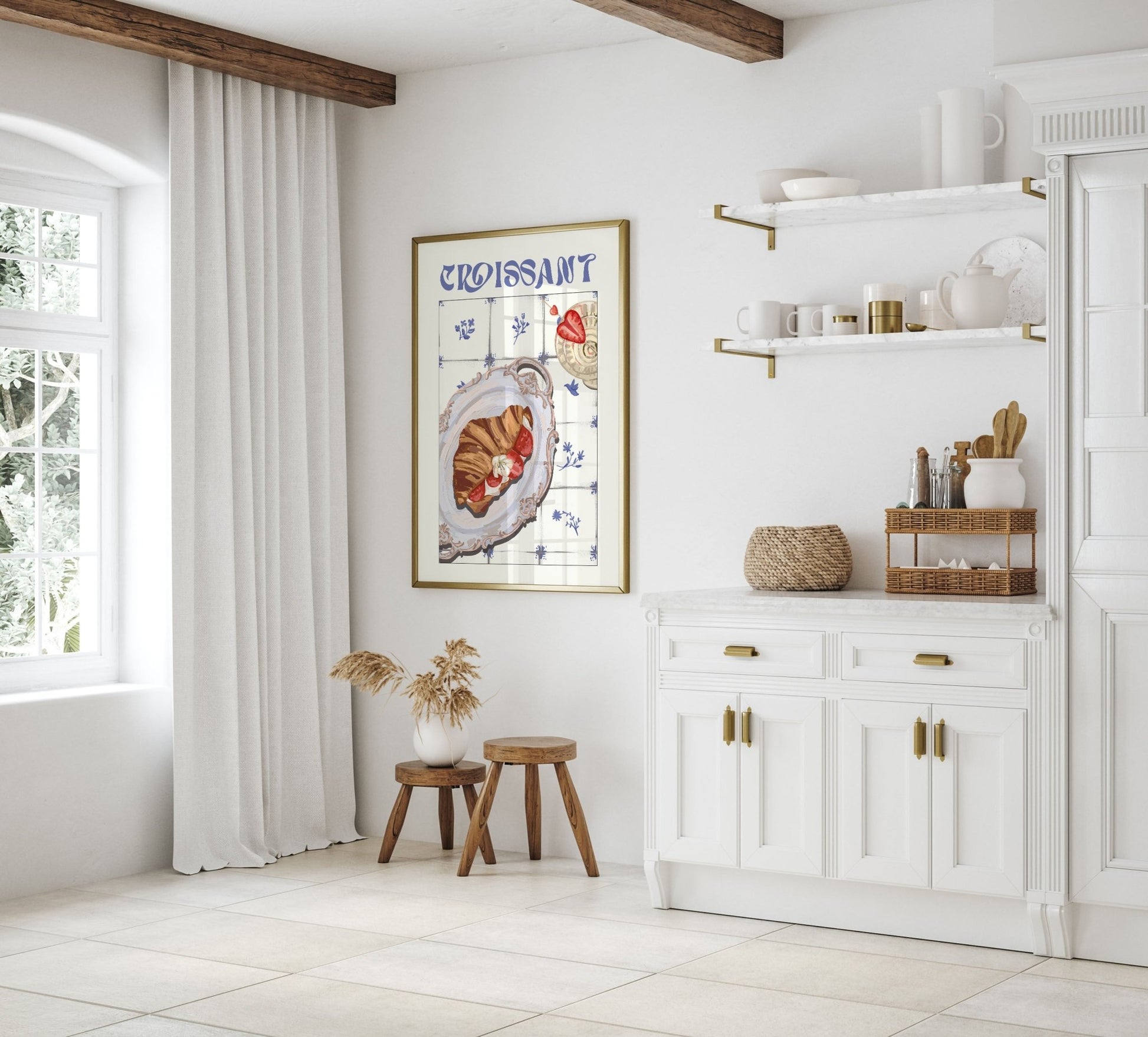 Croissant Poster – Charming French Breakfast Kitchen Wall Art Print (Digital & Printed Options) - Evergreen Posters