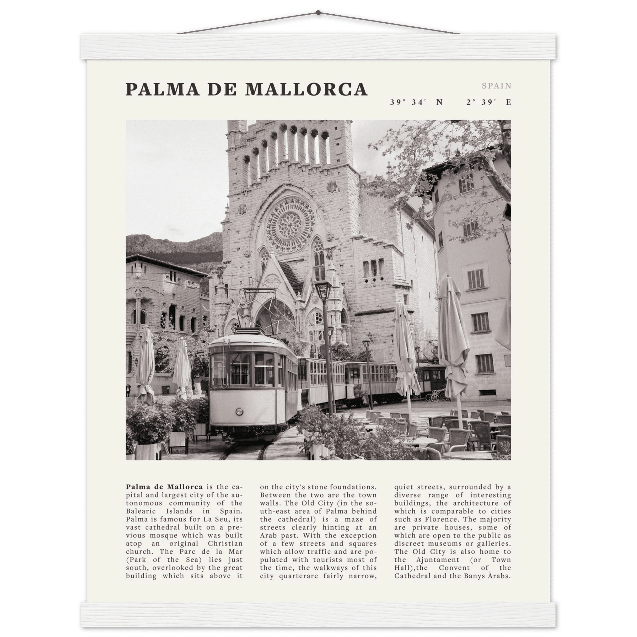 Palma de Mallorca Poster | Black & White Spain Wall Art | Travel Print | Mediterranean Decor - Evergreen Posters