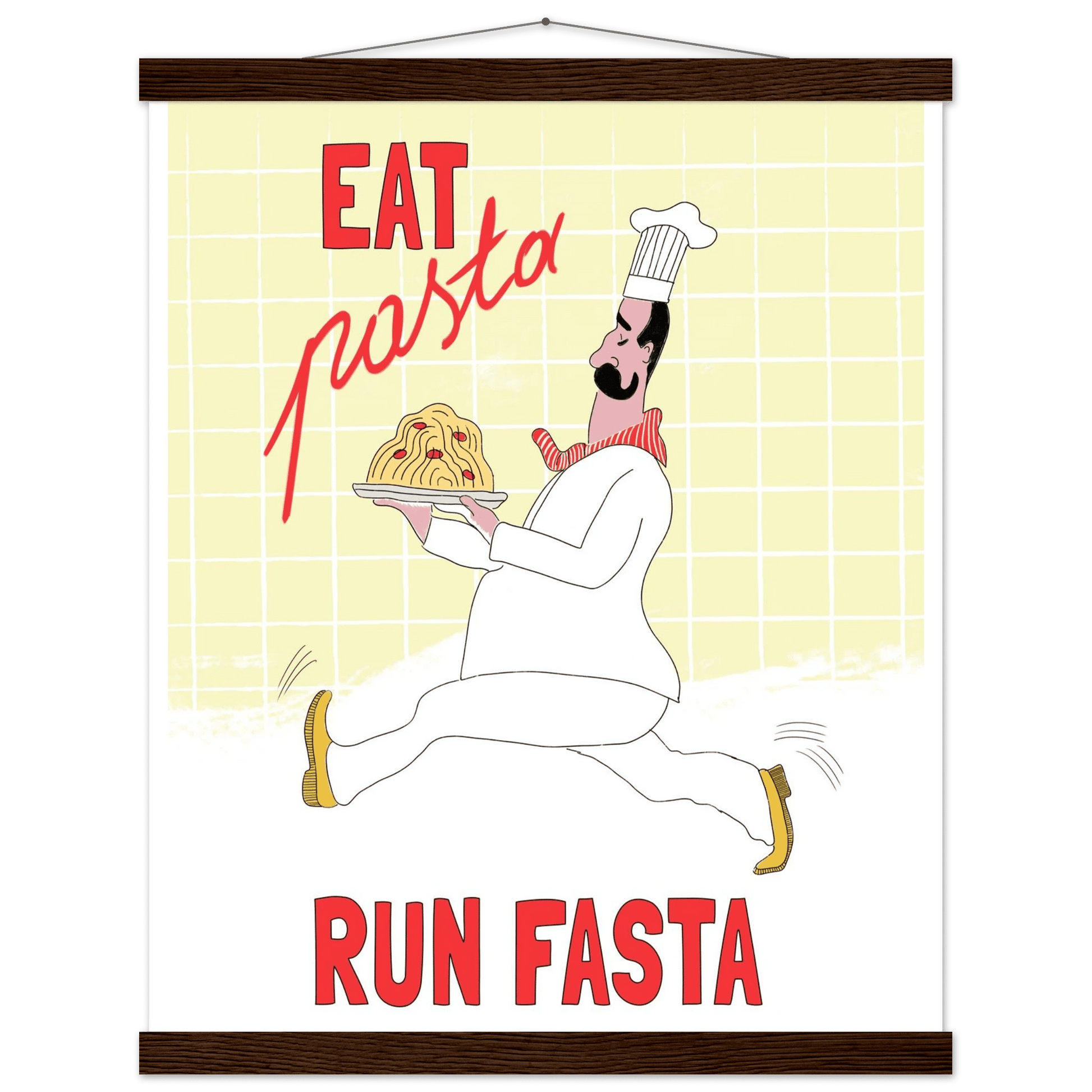Eat Pasta Run Fasta Poster – Playful Kitchen Wall Art Print (Digital & Printed Options) - Evergreen Posters