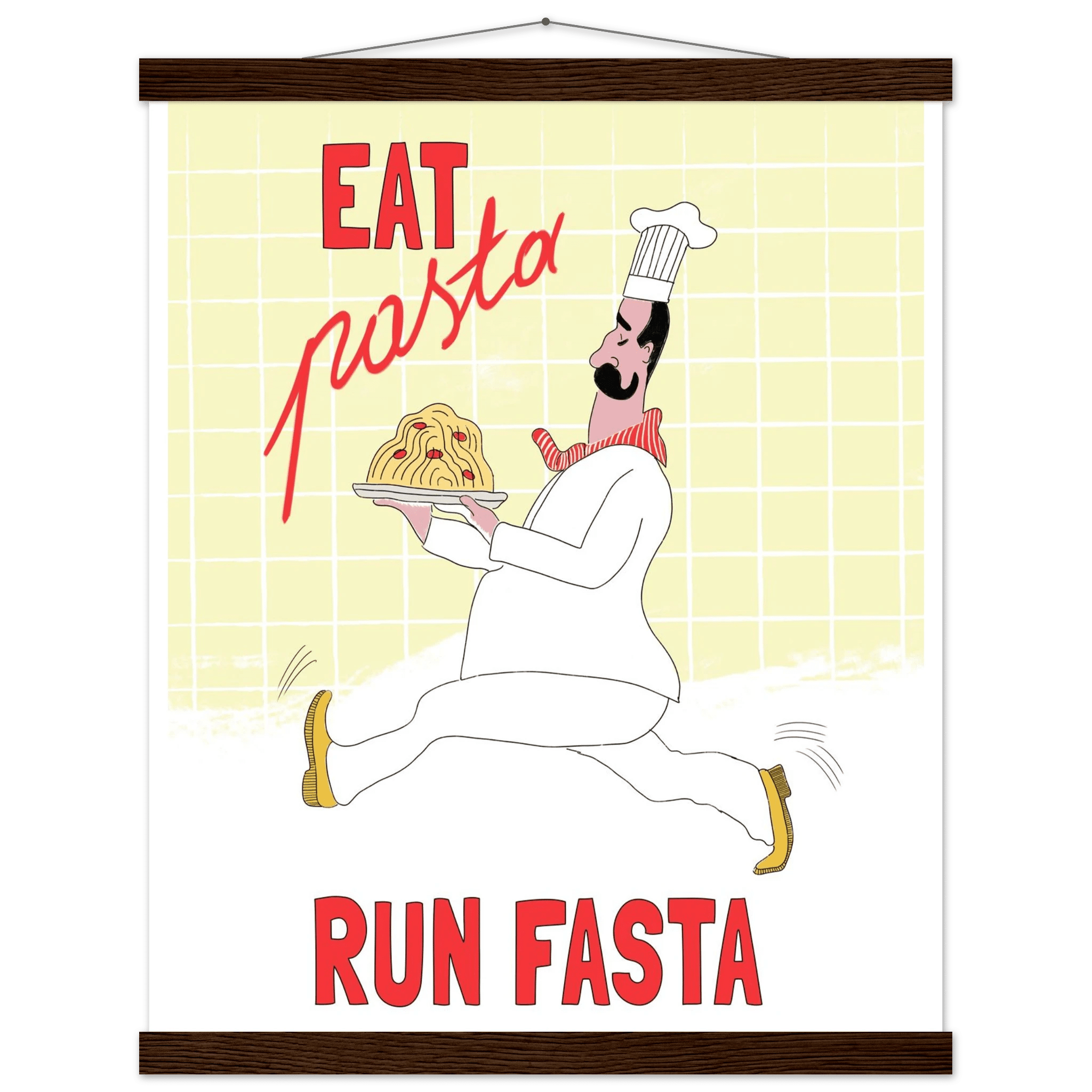 Eat Pasta Run Fasta Poster – Playful Kitchen Wall Art Print (Digital & Printed Options) - Evergreen Posters