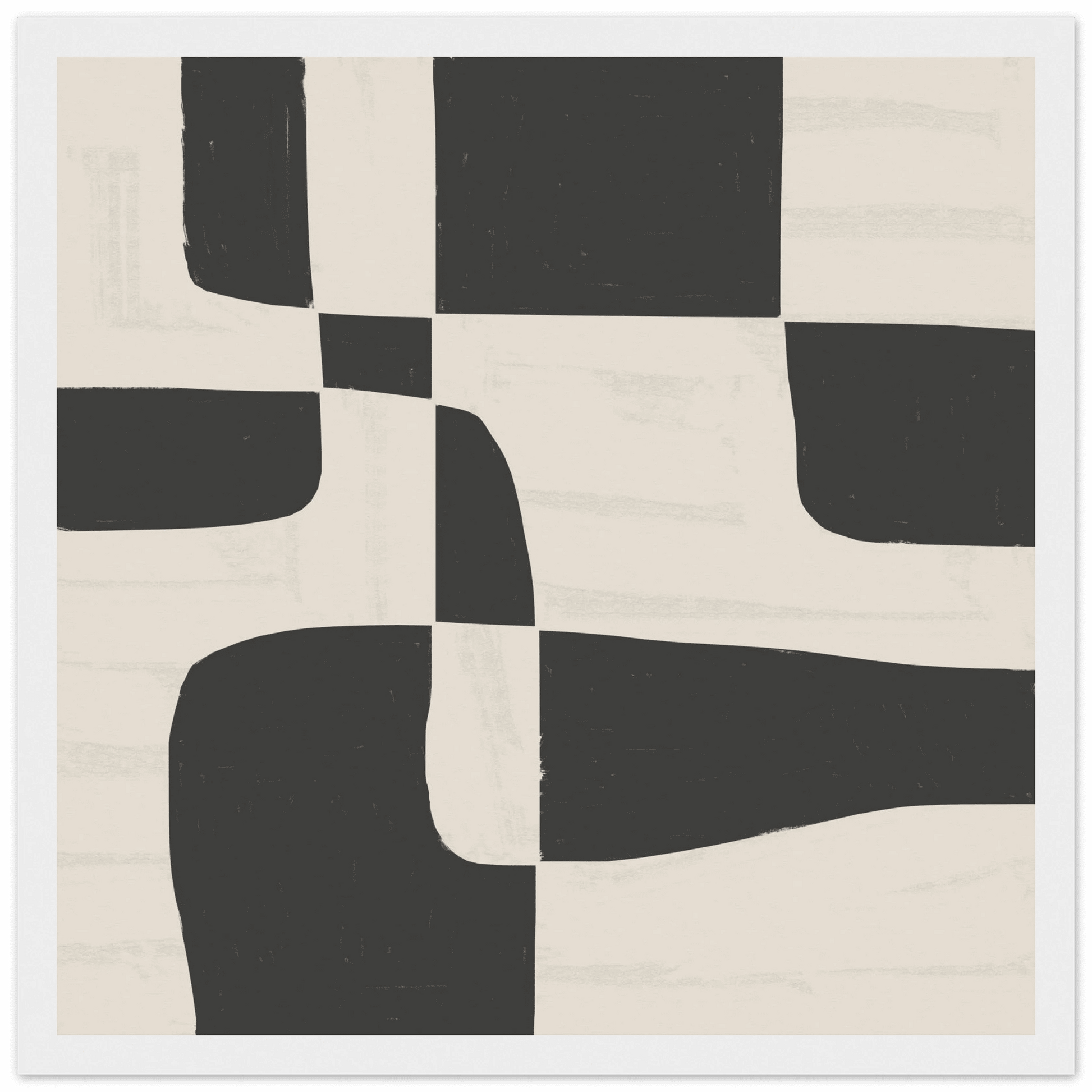 Black & White Abstract Poster | Minimalist Geometric Wall Art | Modern Living Room Print - Evergreen Posters