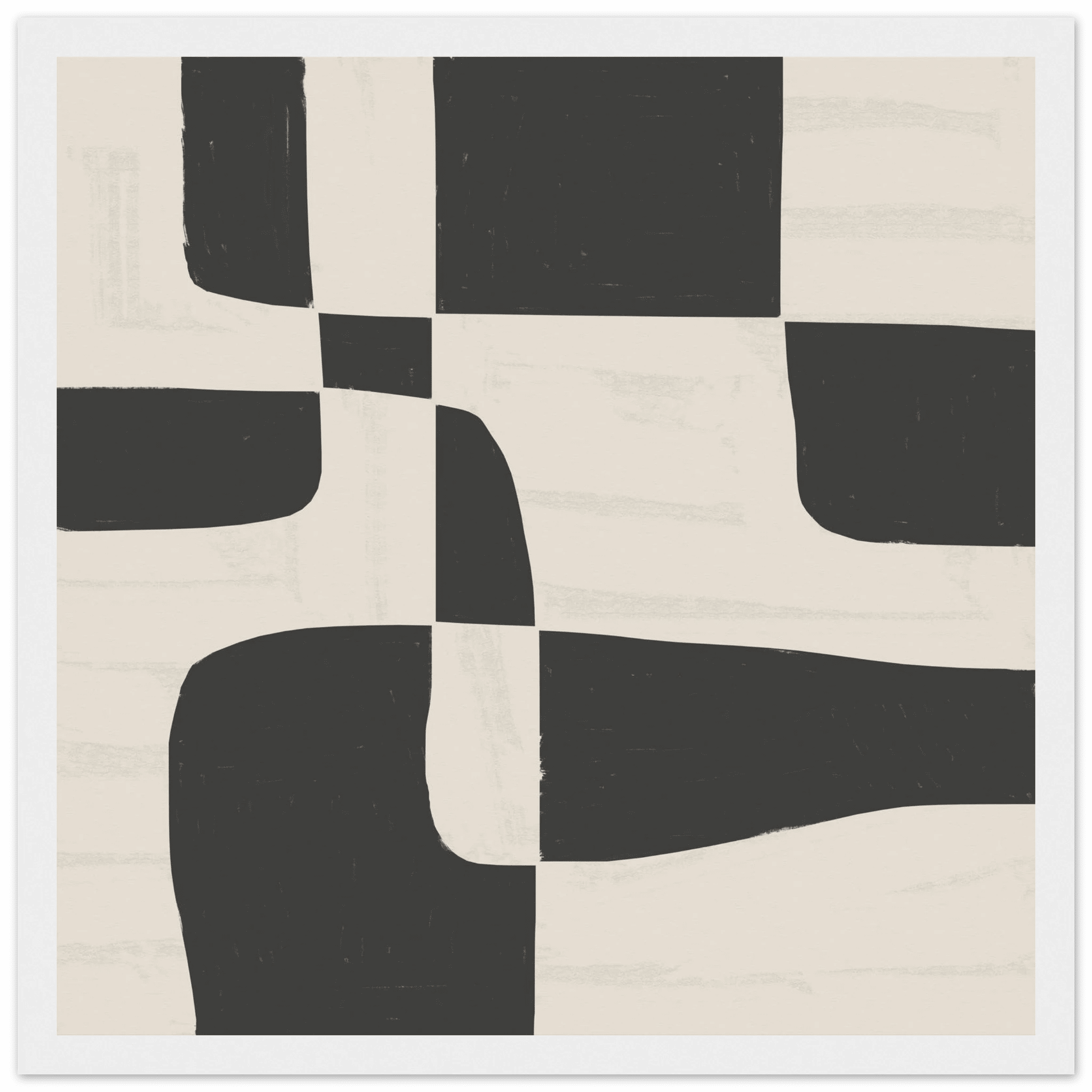 Black & White Abstract Poster | Minimalist Geometric Wall Art | Modern Living Room Print - Evergreen Posters