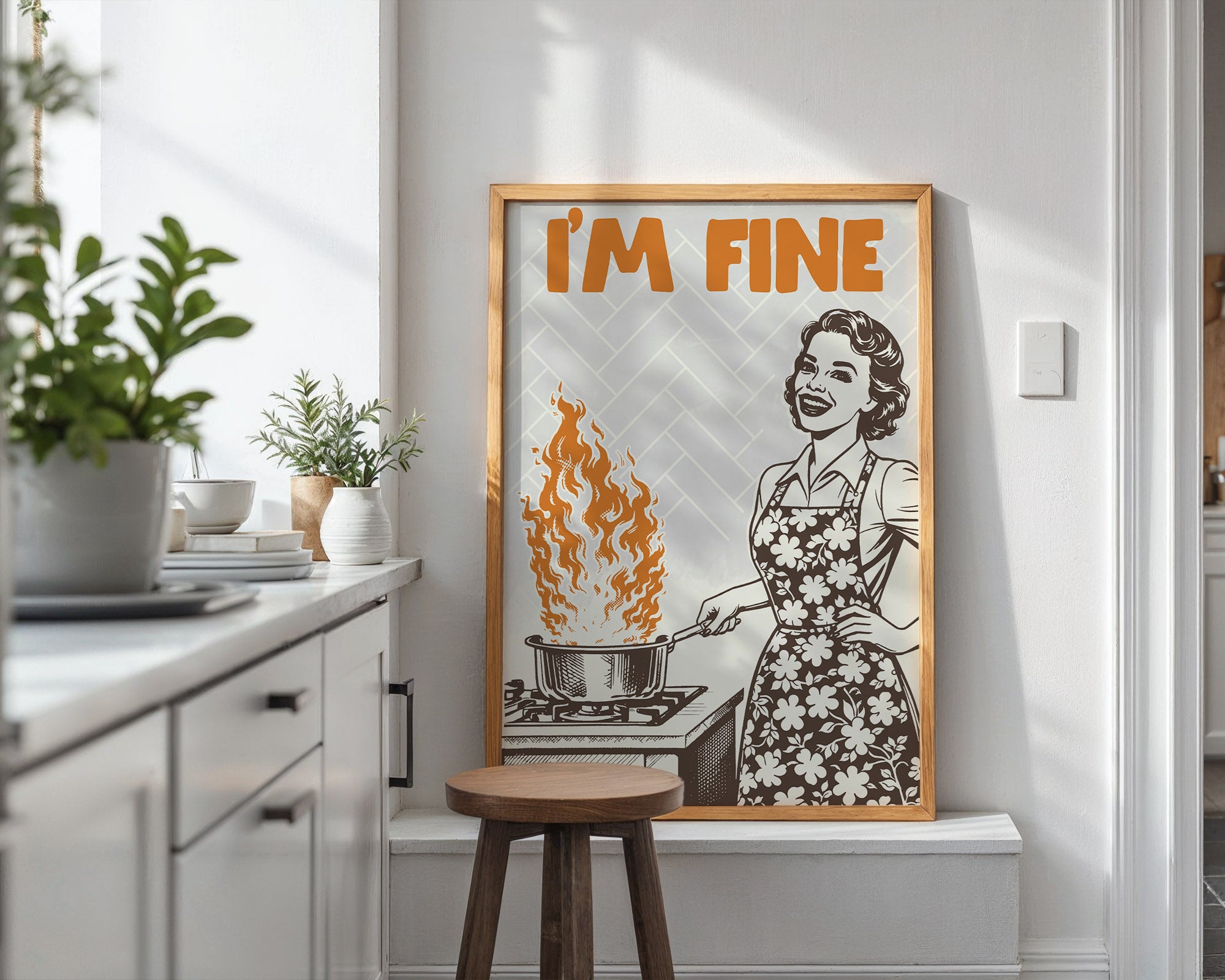I'm Fine Poster – Funny Retro Kitchen Wall Art Print (Digital & Printed Options) - Evergreen Posters