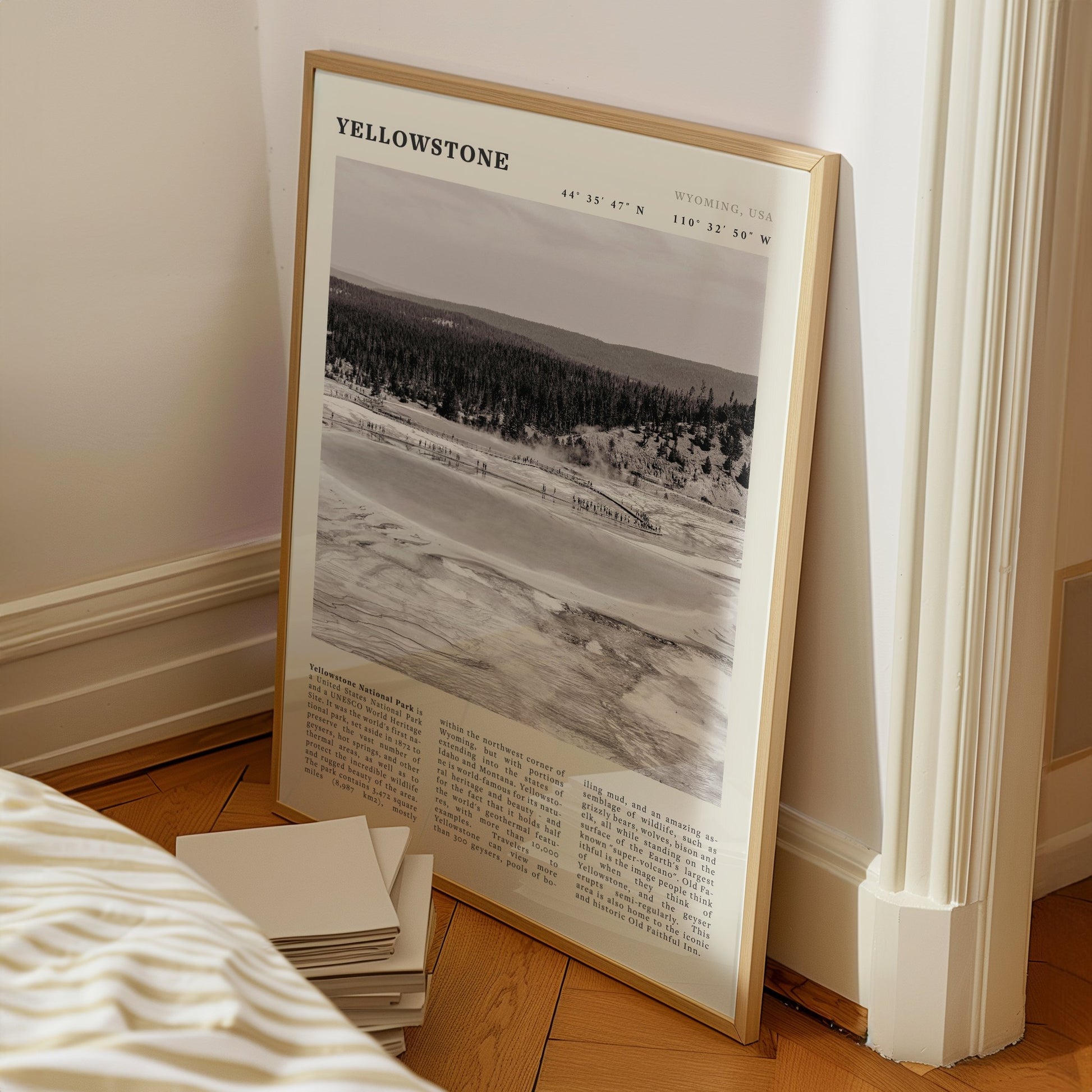 Yellowstone Poster | Black & White Grand Prismatic Spring Wall Art | WY Print - Evergreen Posters