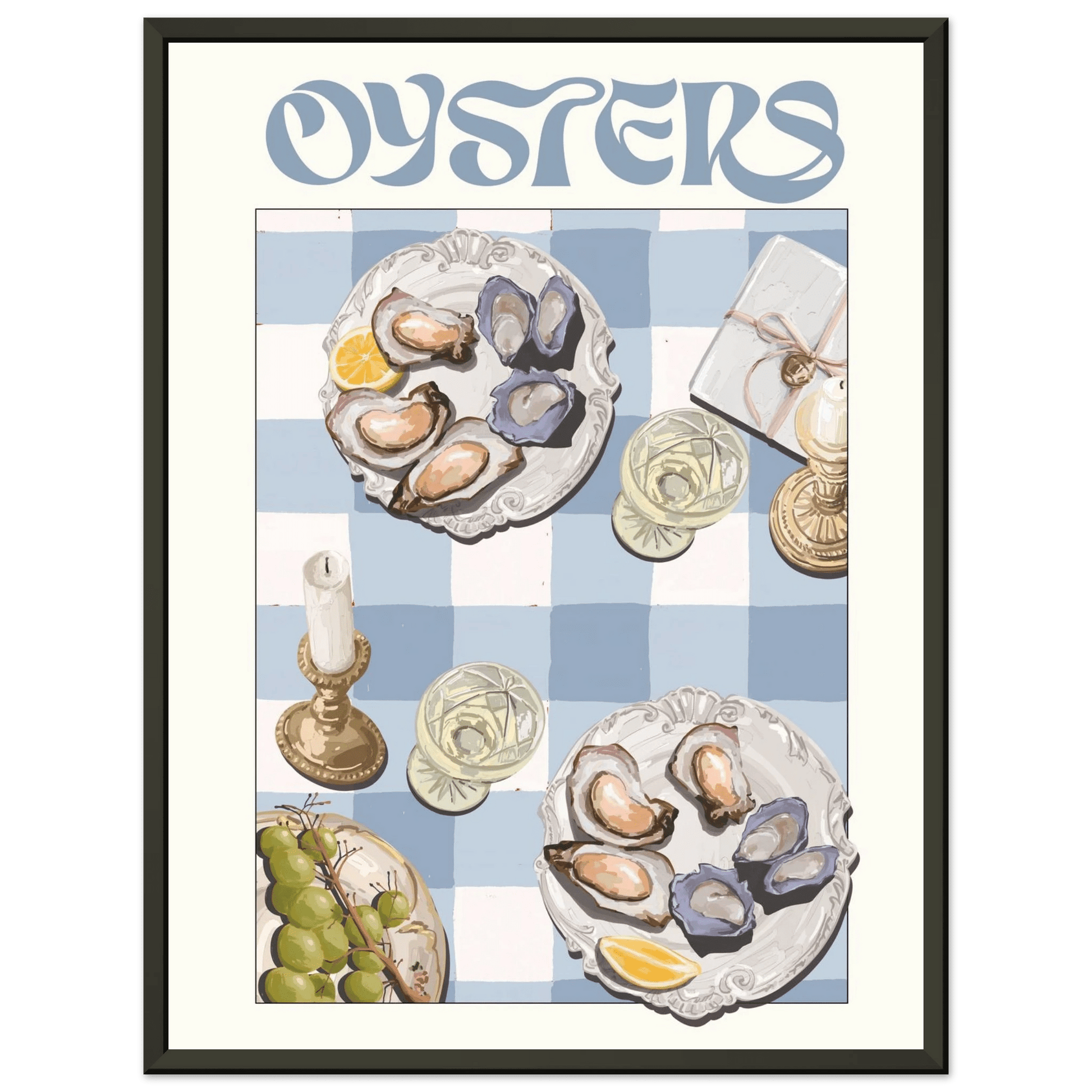 Oysters Poster – Playful Seafood Kitchen Wall Art Print (Digital & Printed Options) - Evergreen Posters