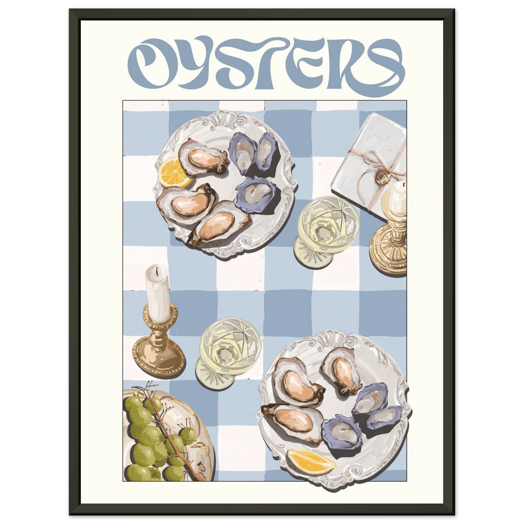 Oysters Poster – Playful Seafood Kitchen Wall Art Print (Digital & Printed Options) - Evergreen Posters