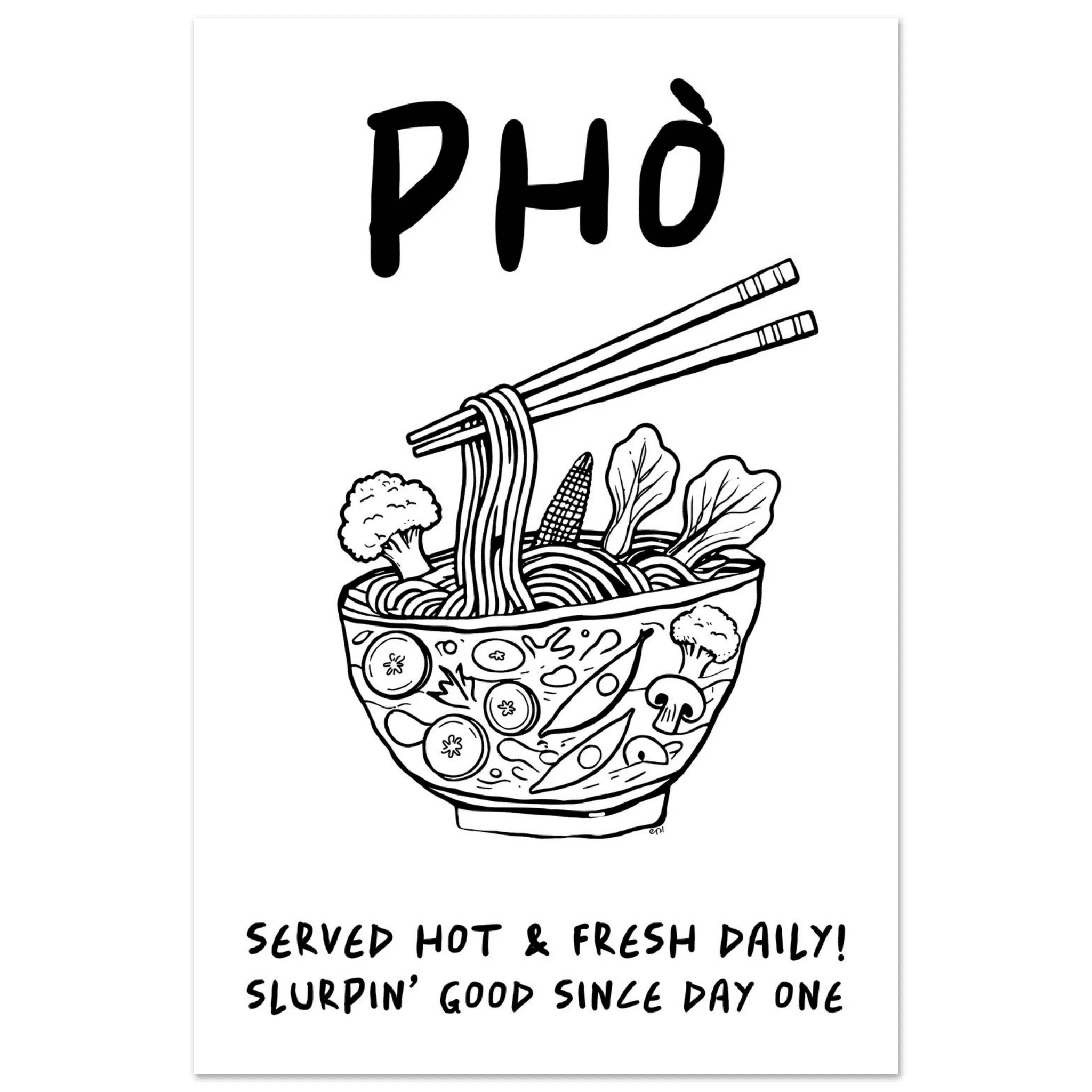 Pho Poster – Funny Vietnamese Kitchen Wall Art Print (Digital & Printed Options) - Evergreen Posters