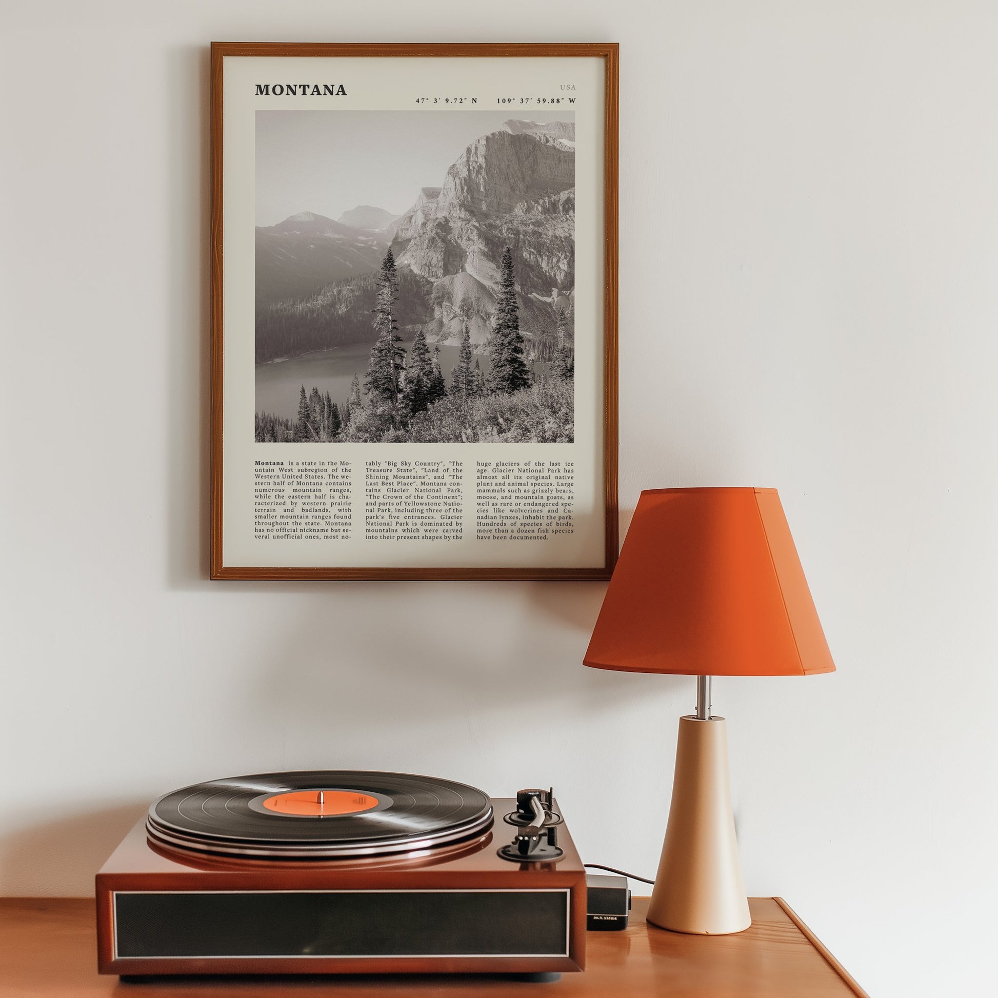 Montana Poster | Black & White Glacier National Park Wall Art | Nature Travel Print - Evergreen Posters