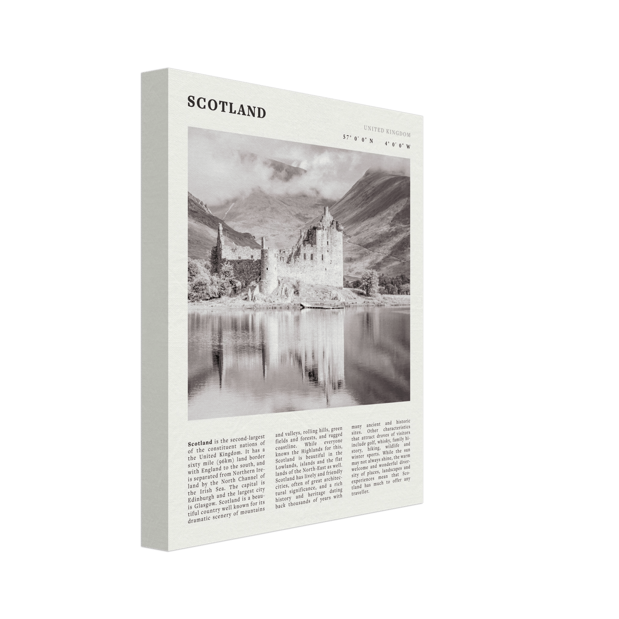 Scotland Poster | Black & White Highland Castle Wall Art | UK Travel Print Decor - Evergreen Posters