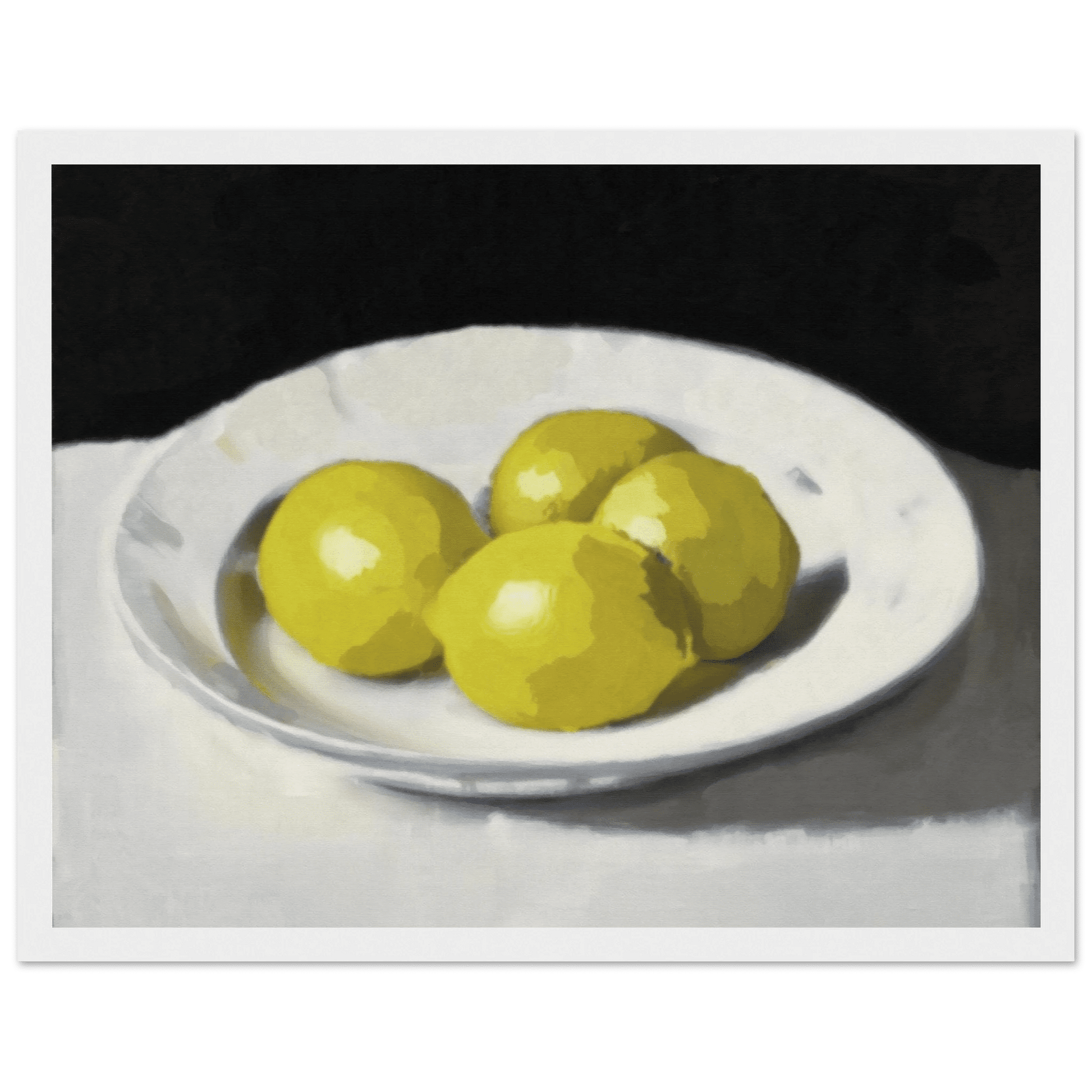 Lemons Print | Three Lemons Oil Painting Wall Art | Kitchen Still Life Poster - Evergreen Posters