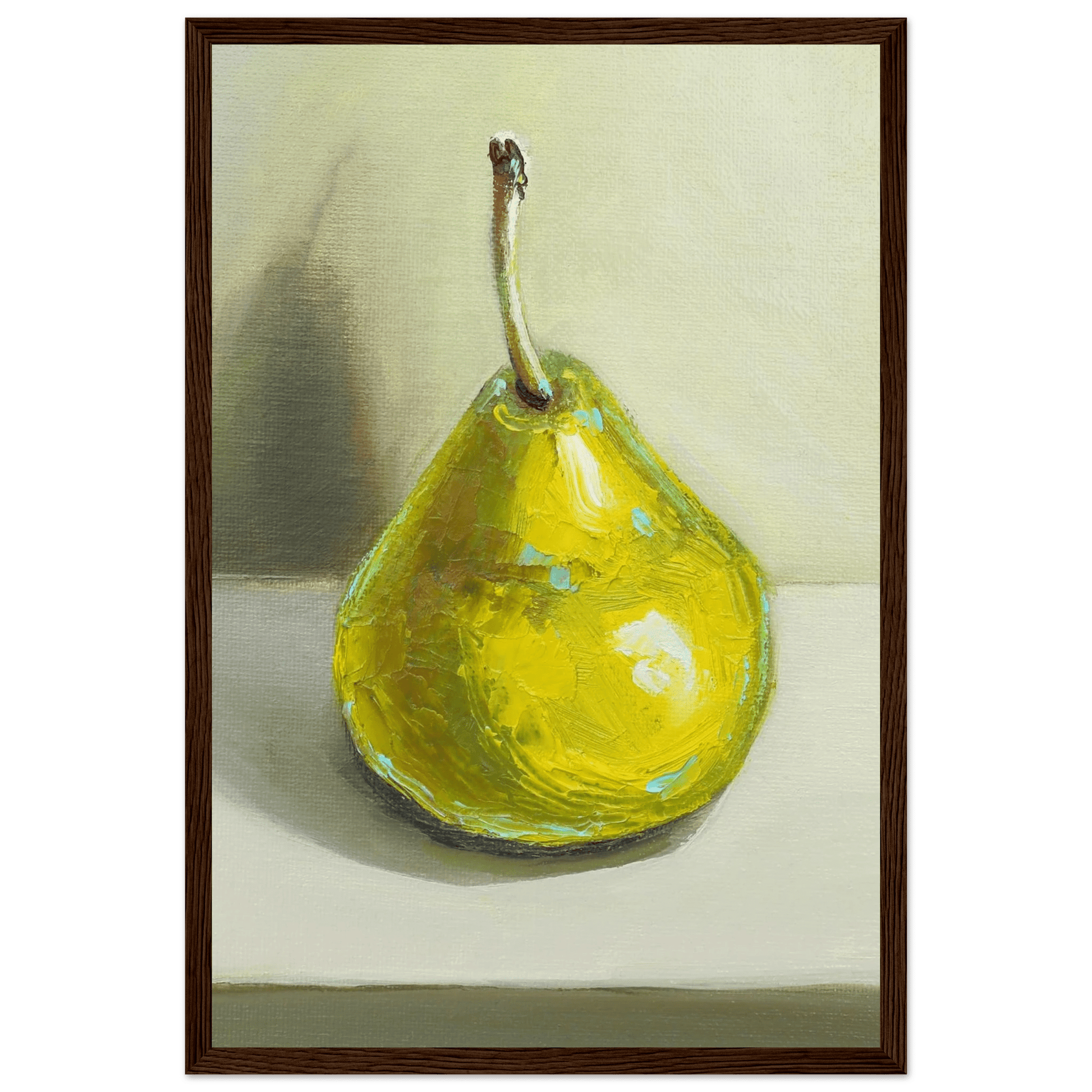 Pear Print | Green Pear Oil Painting Wall Art | Kitchen Poster - Evergreen Posters