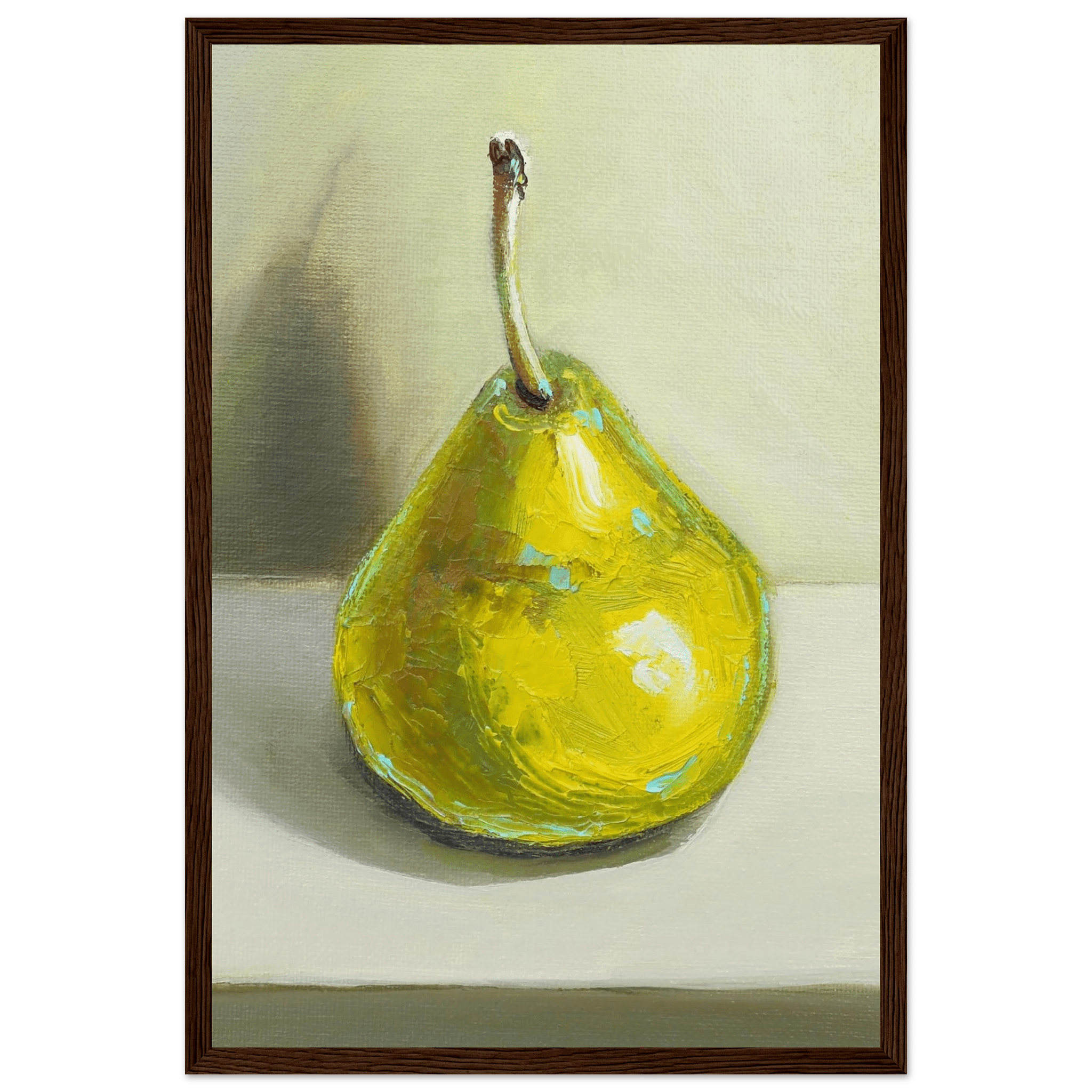 Pear Print | Green Pear Oil Painting Wall Art | Kitchen Poster - Evergreen Posters