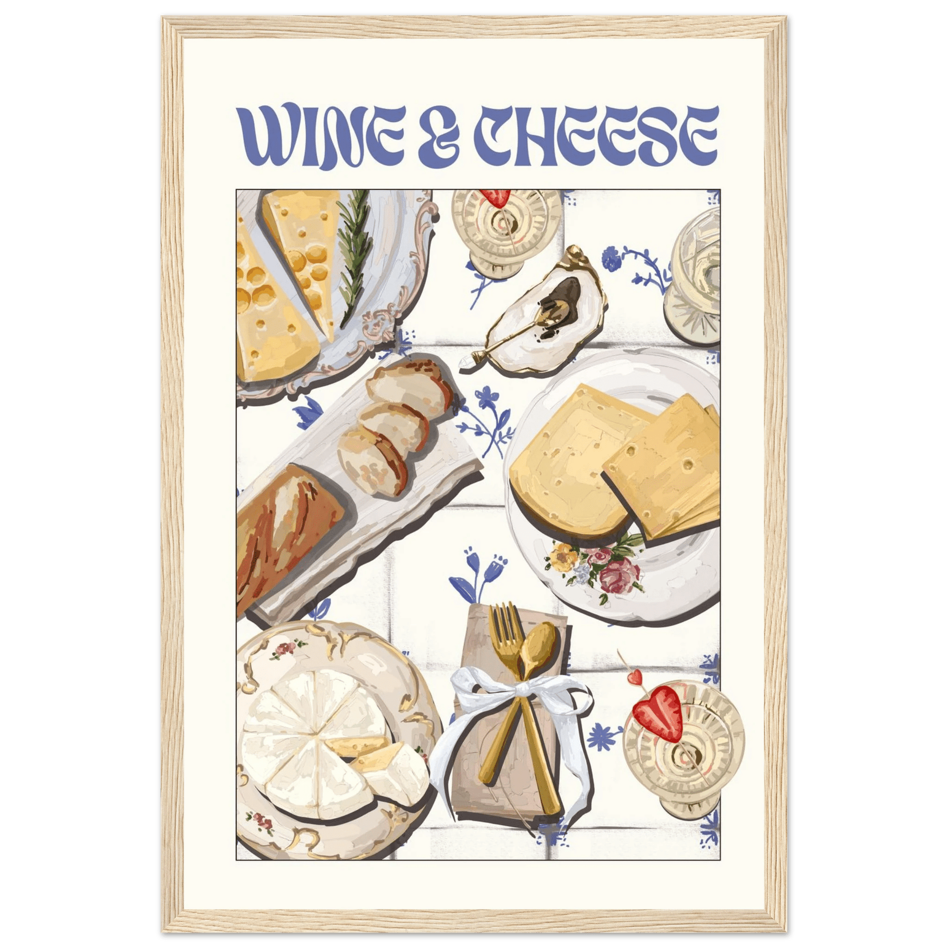 Wine & Cheese Poster – Elegant Kitchen & Dining Wall Art Print (Digital & Printed Options) - Evergreen Posters