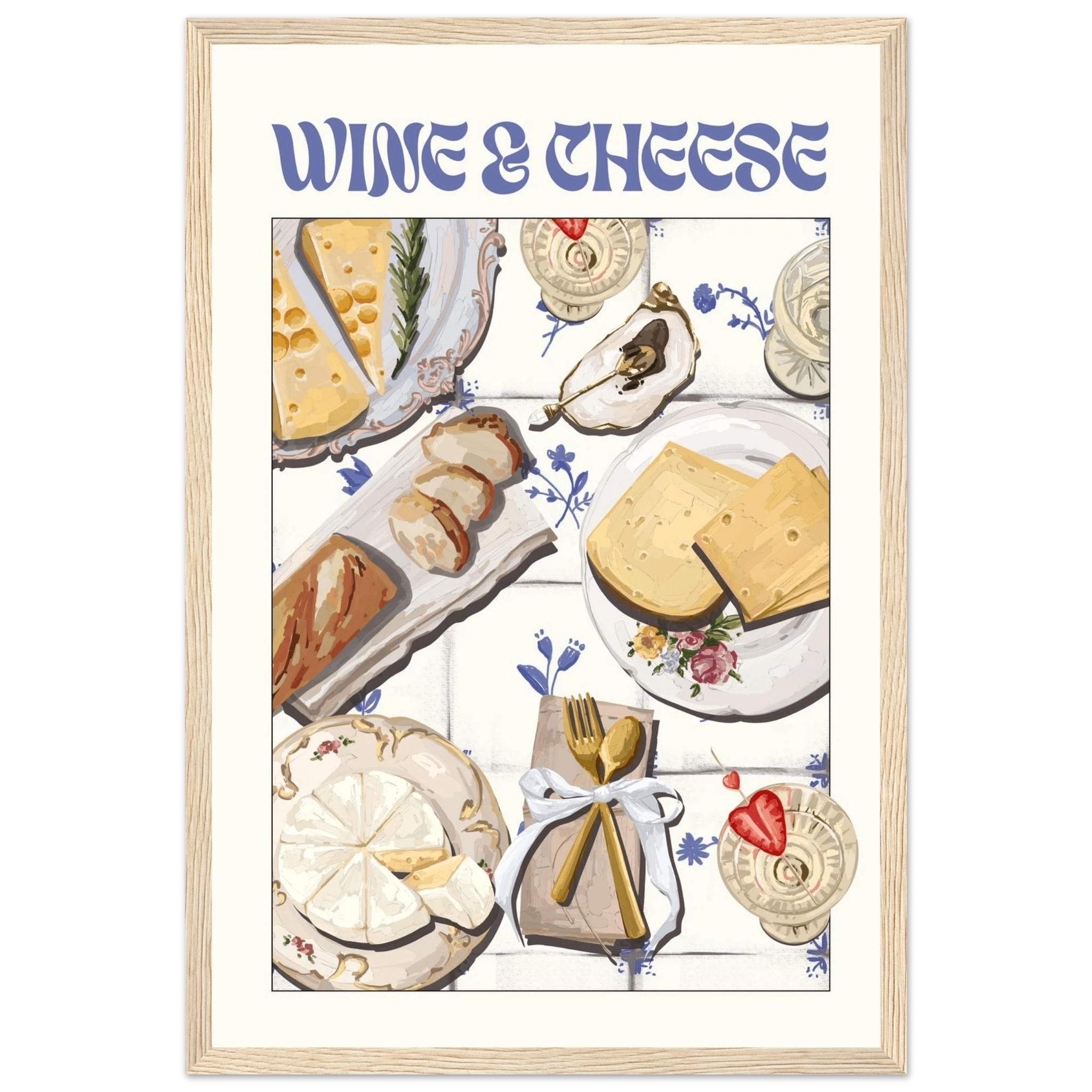 Wine & Cheese Poster – Elegant Kitchen & Dining Wall Art Print (Digital & Printed Options) - Evergreen Posters