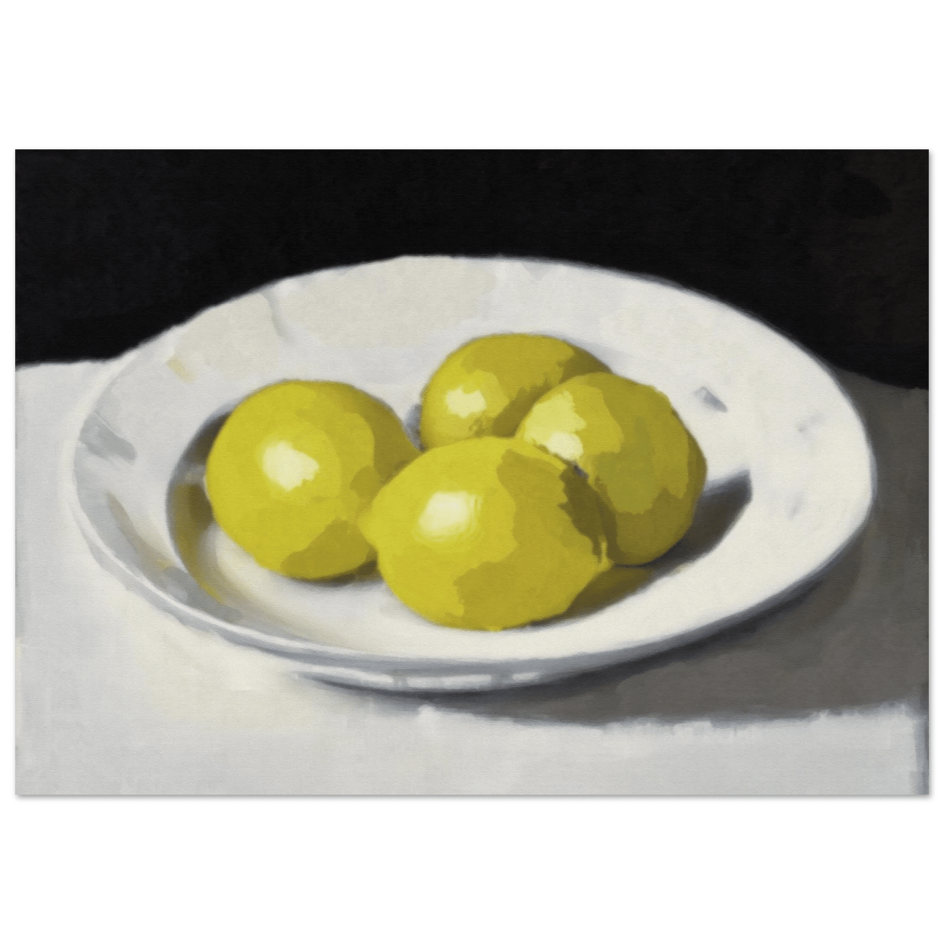 Lemons Print | Three Lemons Oil Painting Wall Art | Kitchen Still Life Poster - Evergreen Posters