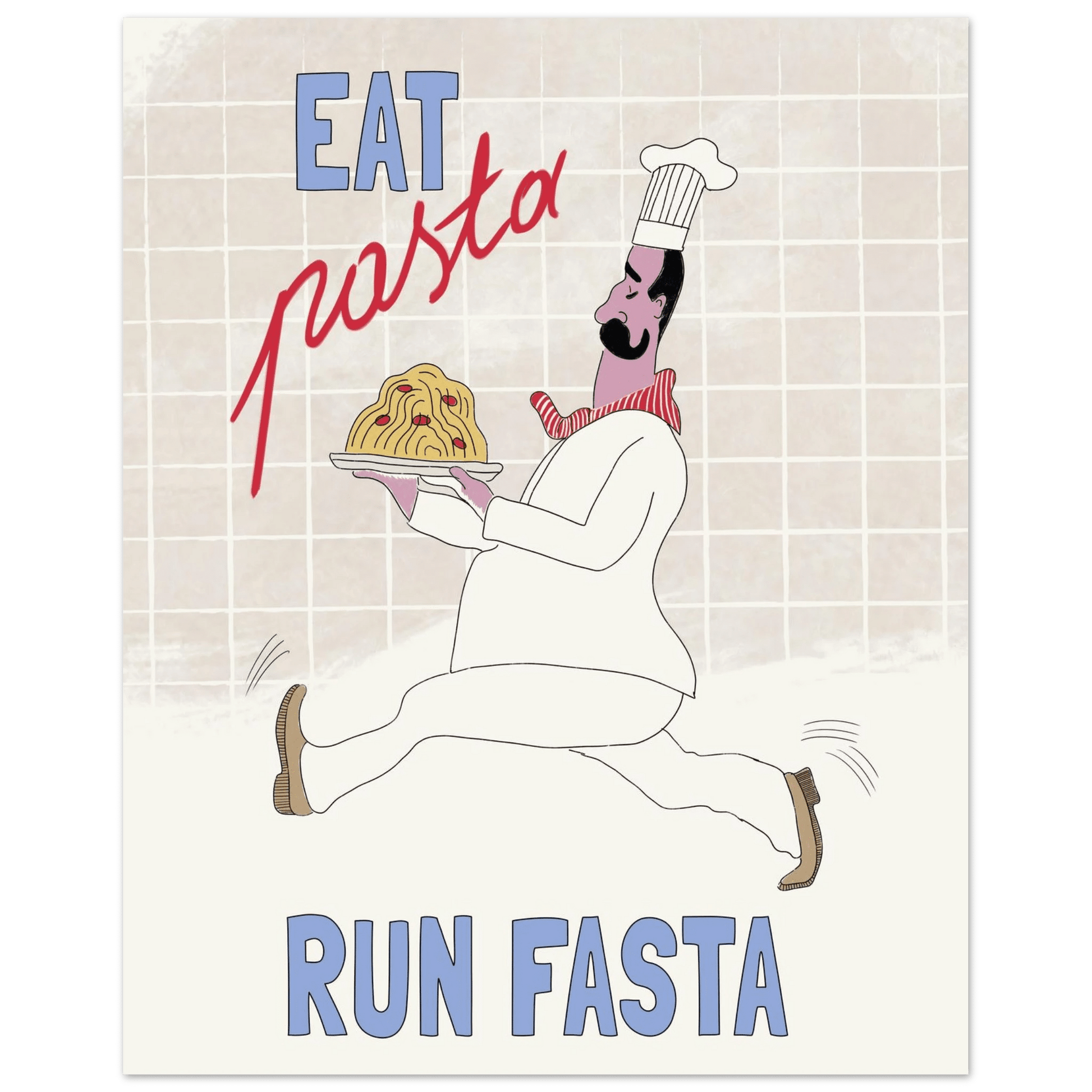 Eat Pasta Run Fasta Poster – Fun Kitchen Wall Art Print (Digital & Printed Options) - Evergreen Posters
