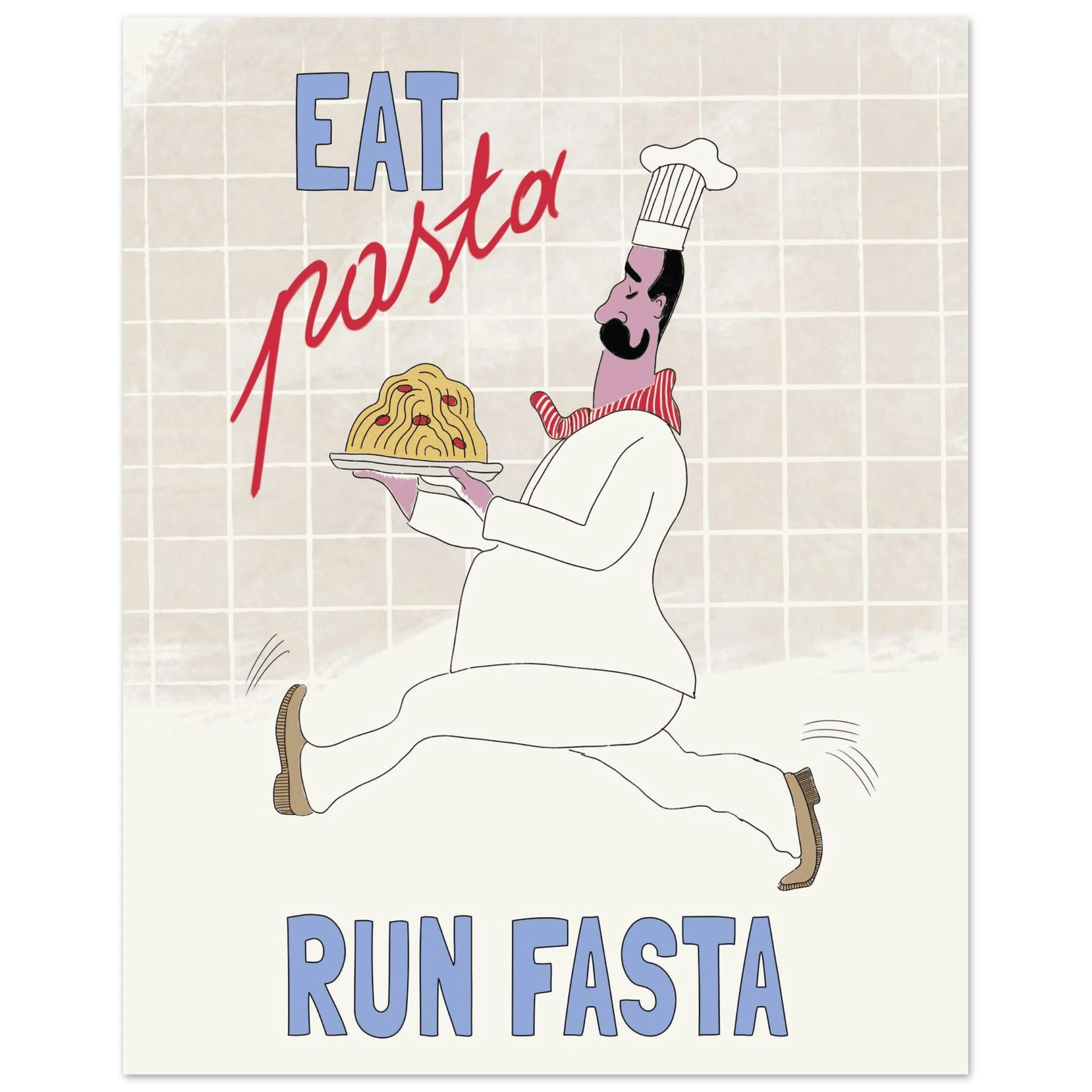 Eat Pasta Run Fasta Poster – Fun Kitchen Wall Art Print (Digital & Printed Options) - Evergreen Posters